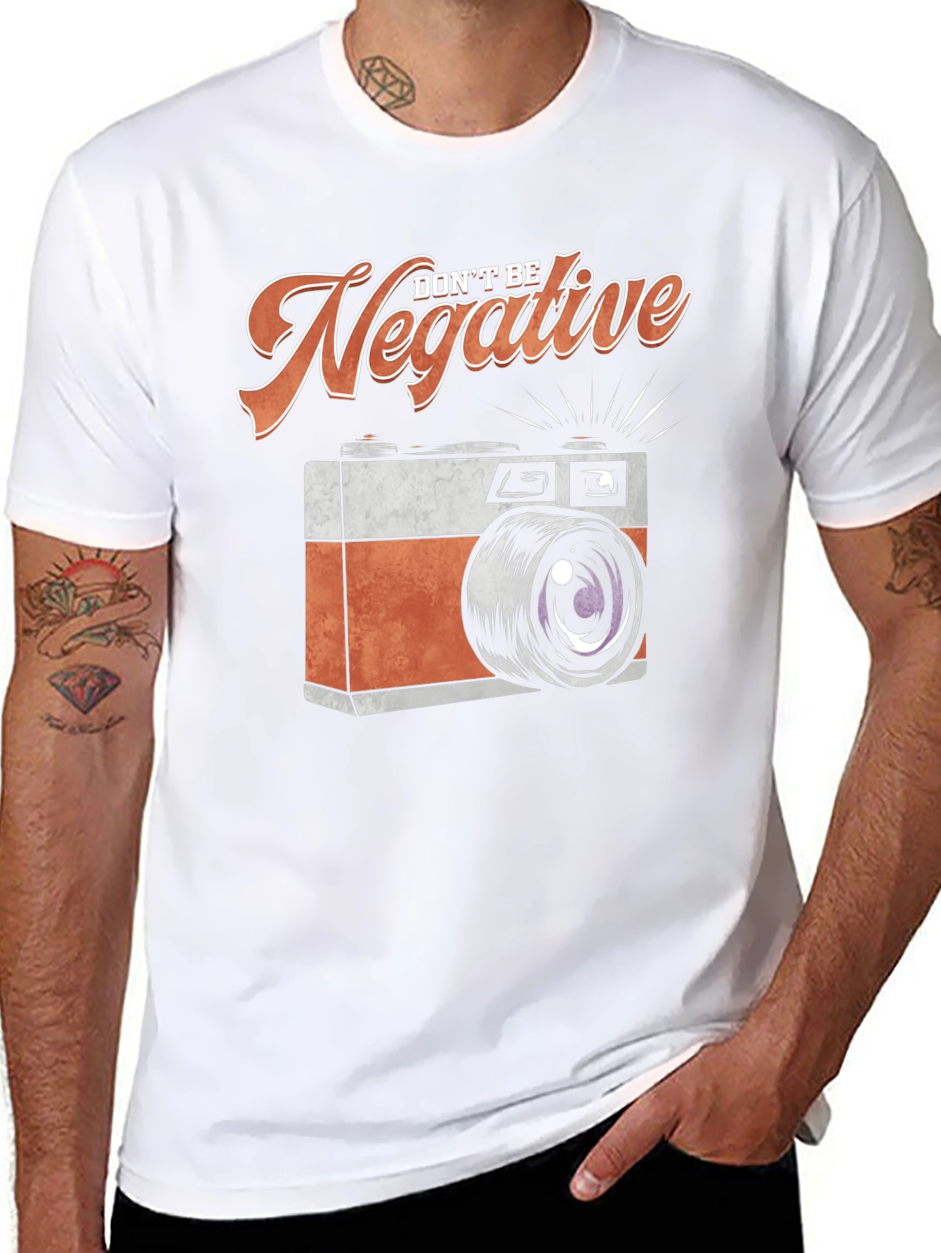 Dont Be Negative Camera Graphic Tee - Black