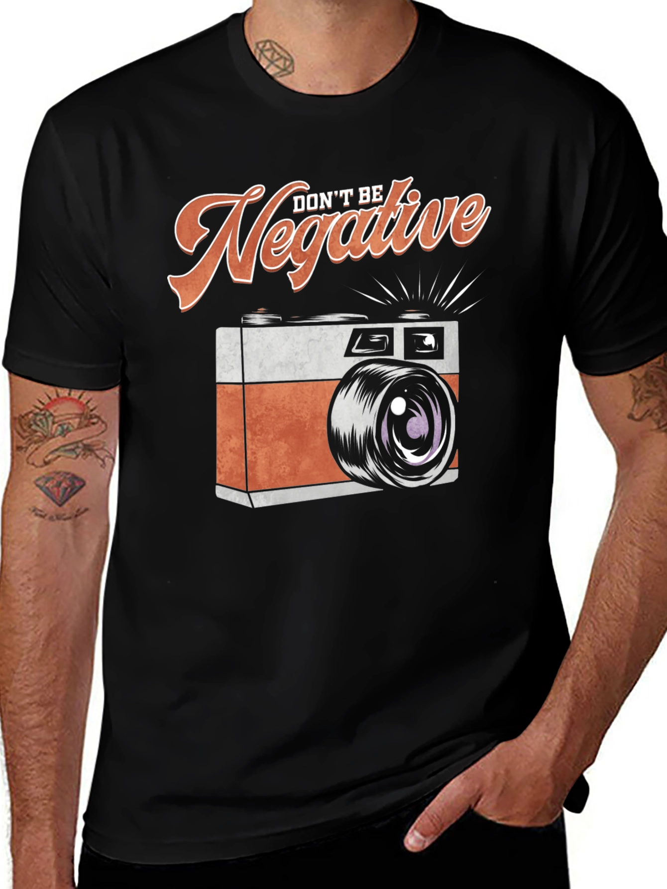 Dont Be Negative Camera Graphic Tee - Black