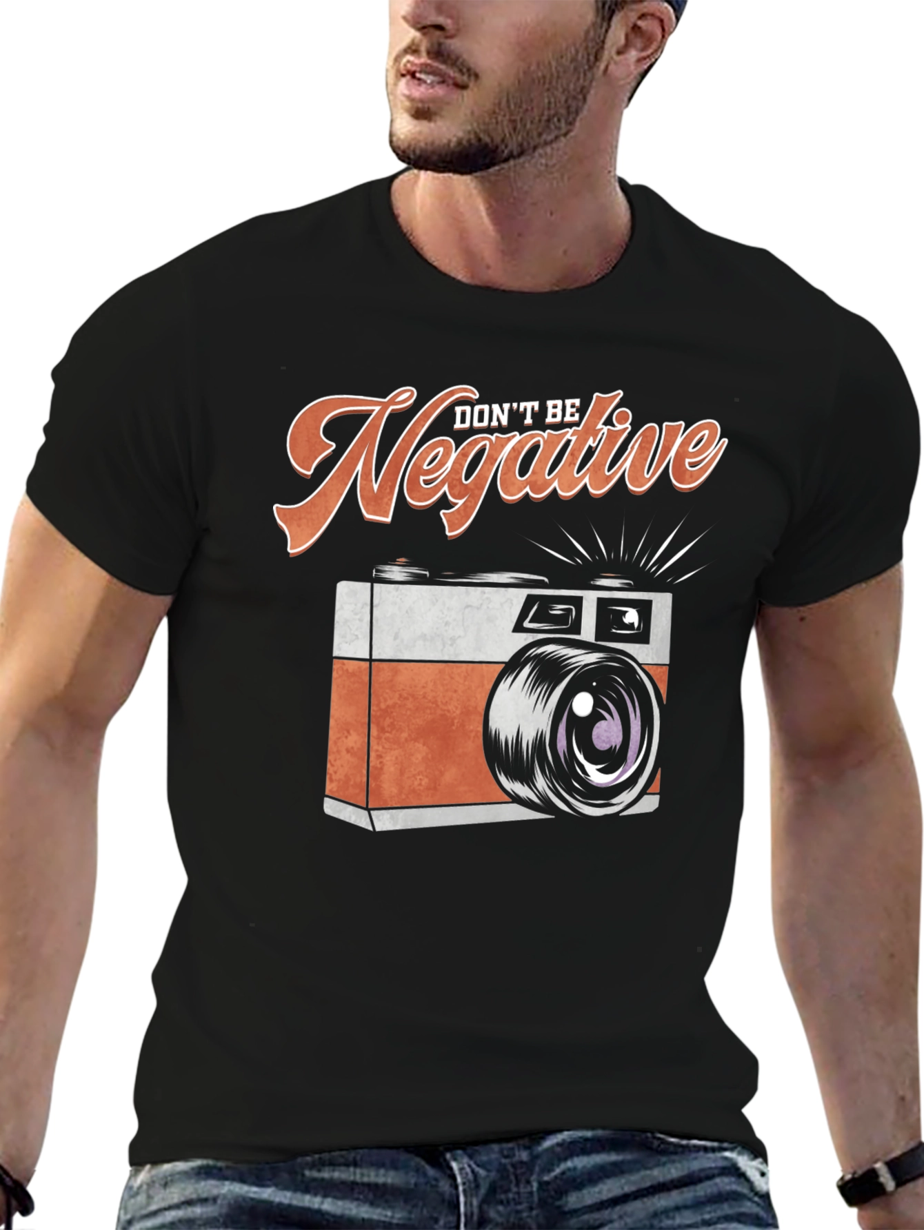 Dont Be Negative Camera Graphic Tee - Black