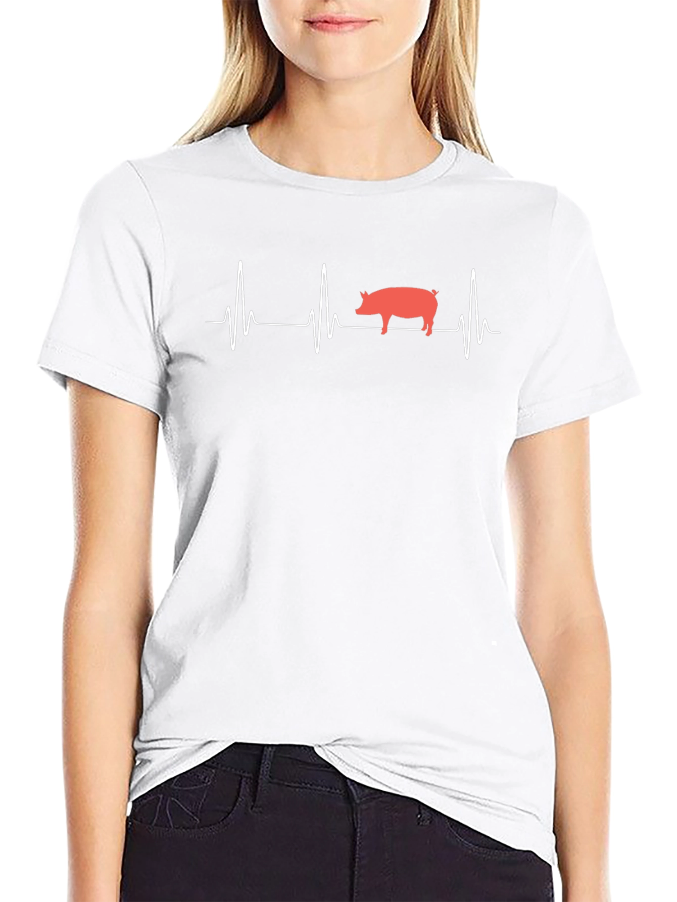 Pig Heartbeat Black T-Shirt
