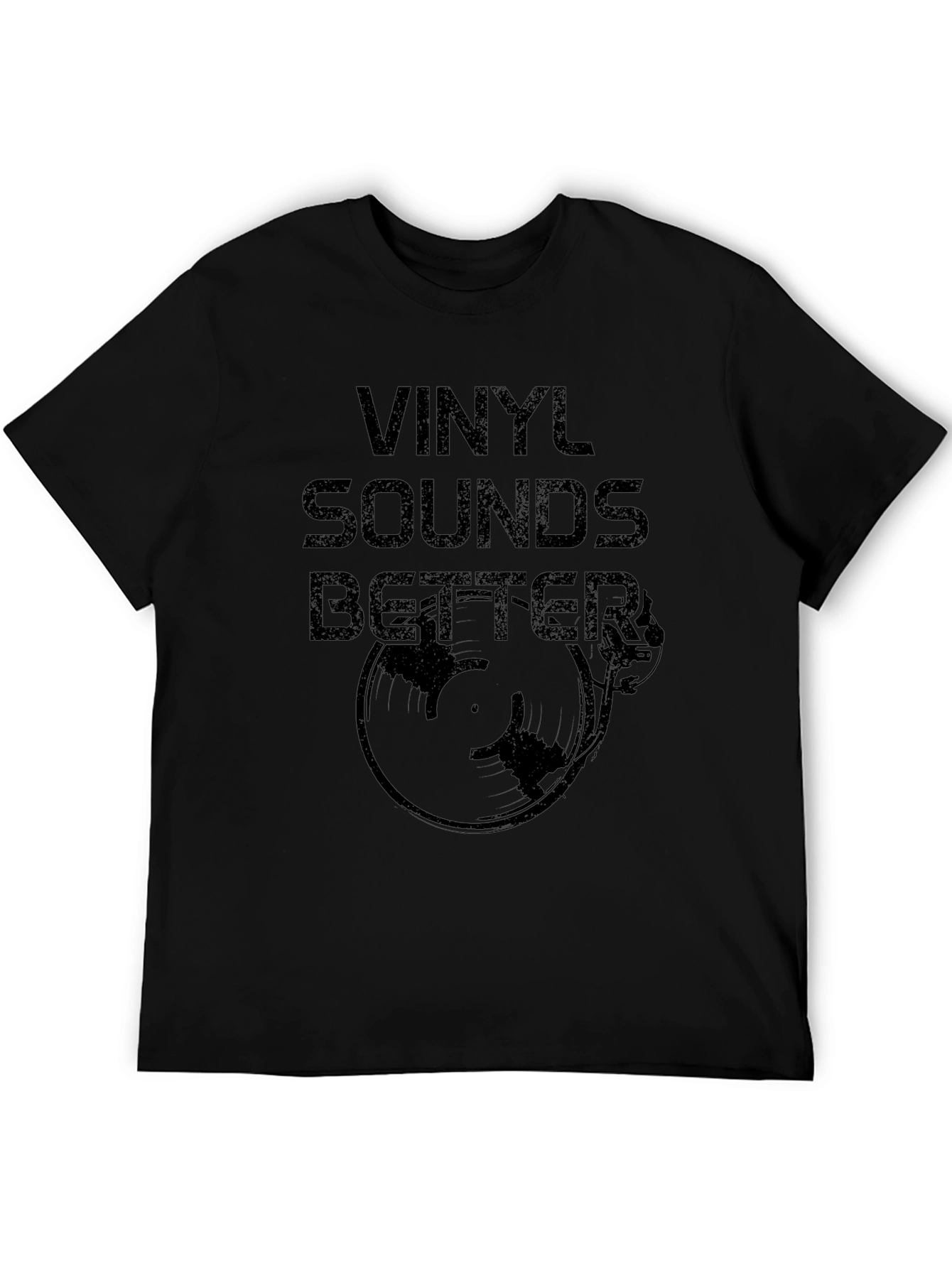 Vinyl Sounds Better Black Graphic Tee Shirt