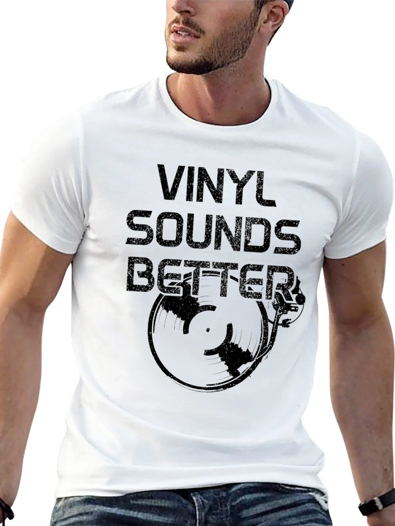 Vinyl Sounds Better Black Graphic Tee Shirt