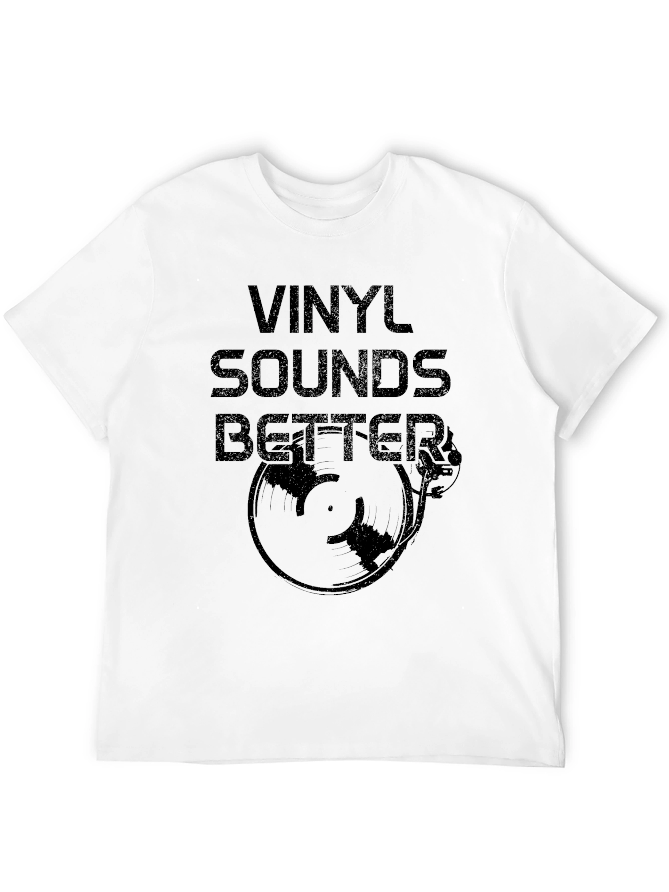 Vinyl Sounds Better Black Graphic Tee Shirt