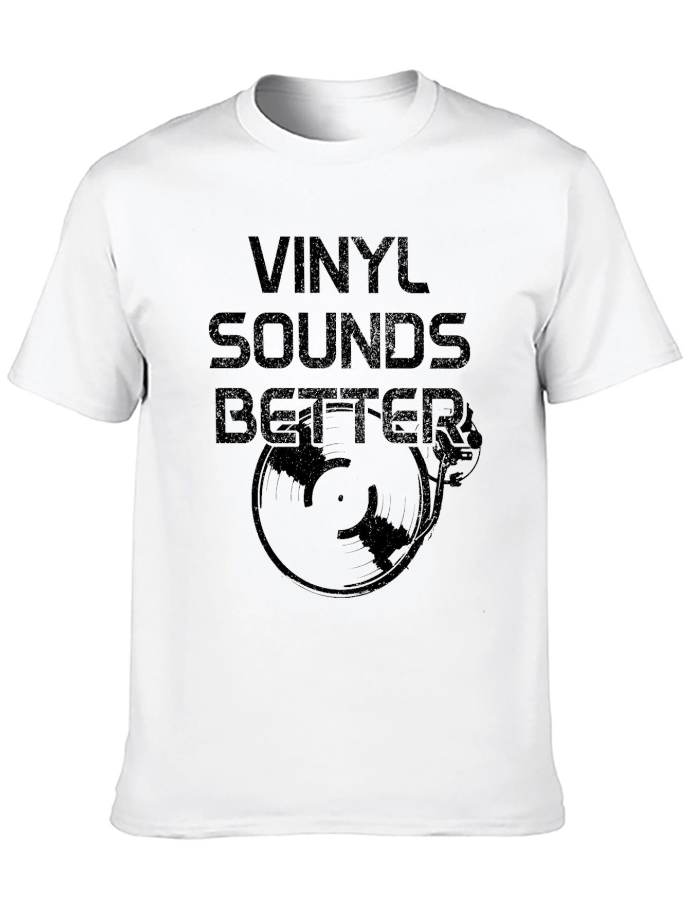 Vinyl Sounds Better Black Graphic Tee Shirt