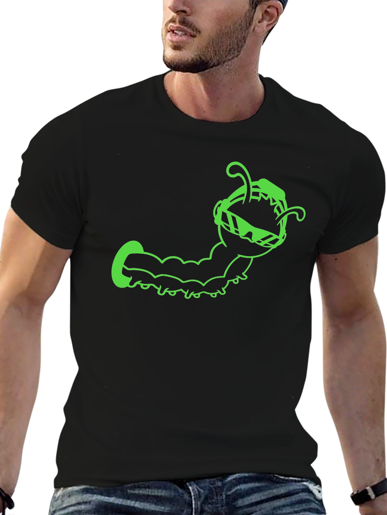 Cool Caterpillar Graphic Tee - Black