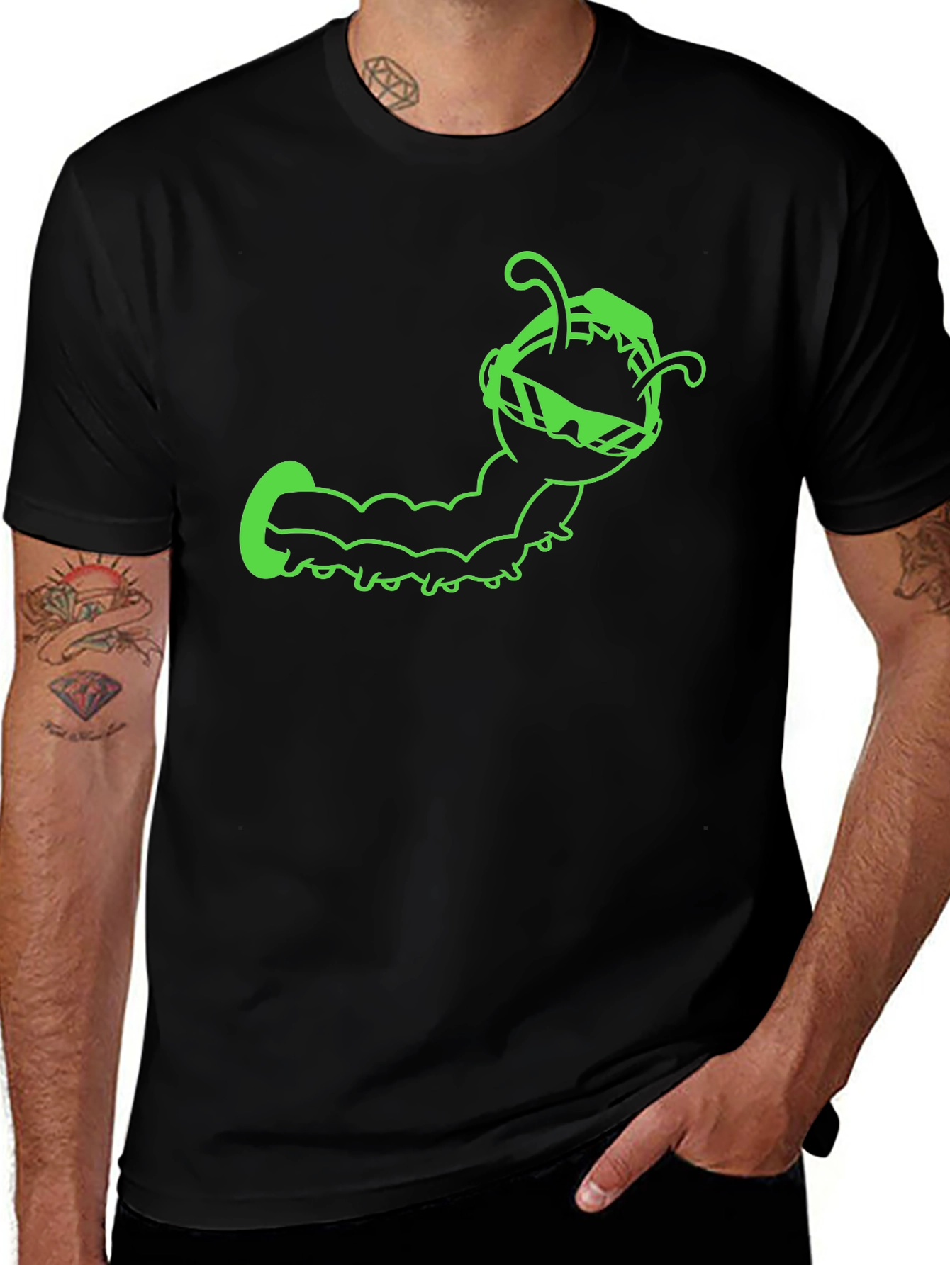 Cool Caterpillar Graphic Tee - Black
