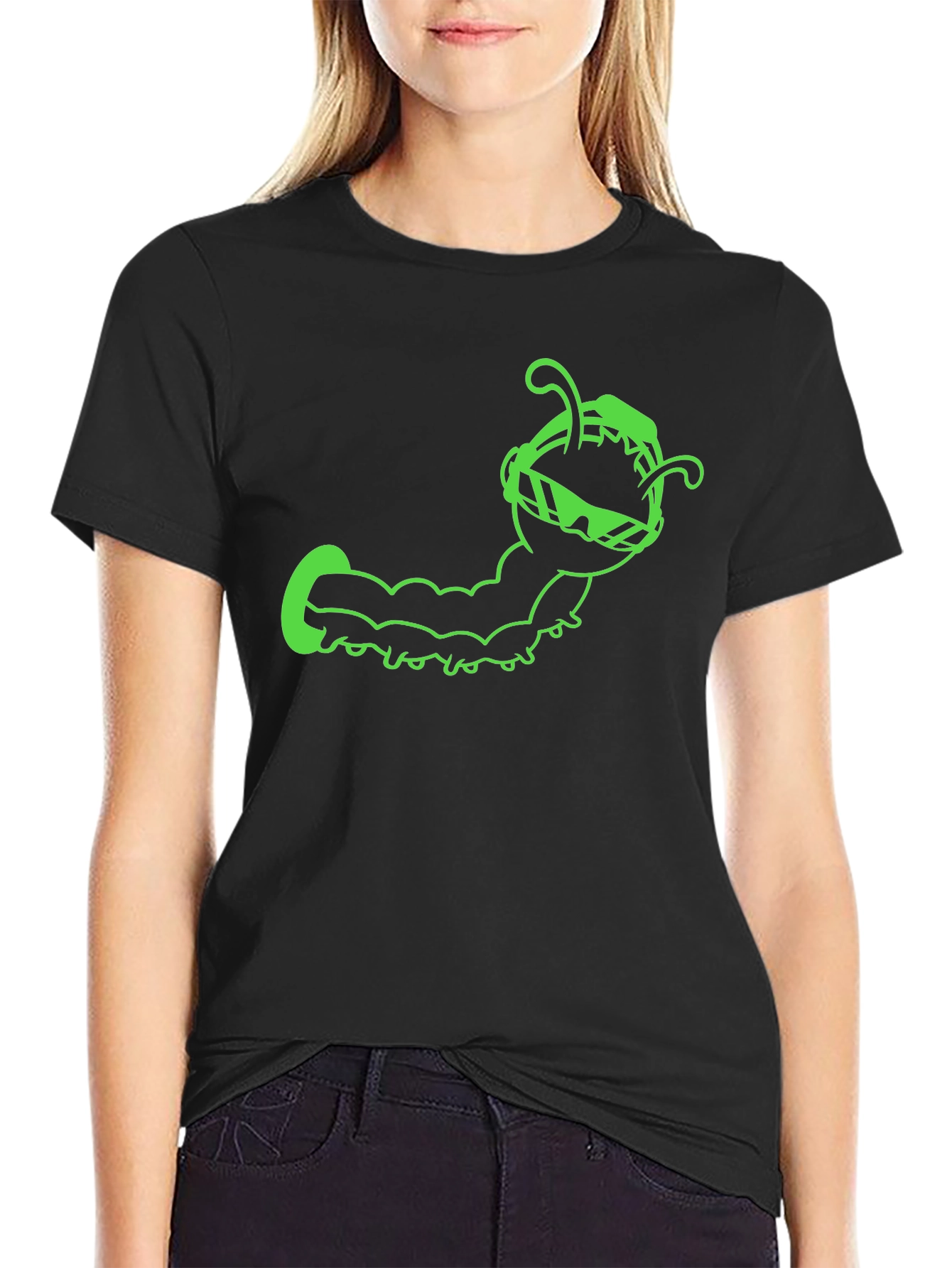 Cool Caterpillar Graphic Tee - Black
