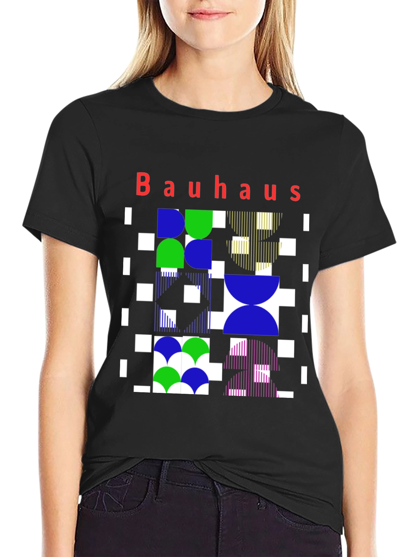 Bauhaus Geometric Print Graphic Tee