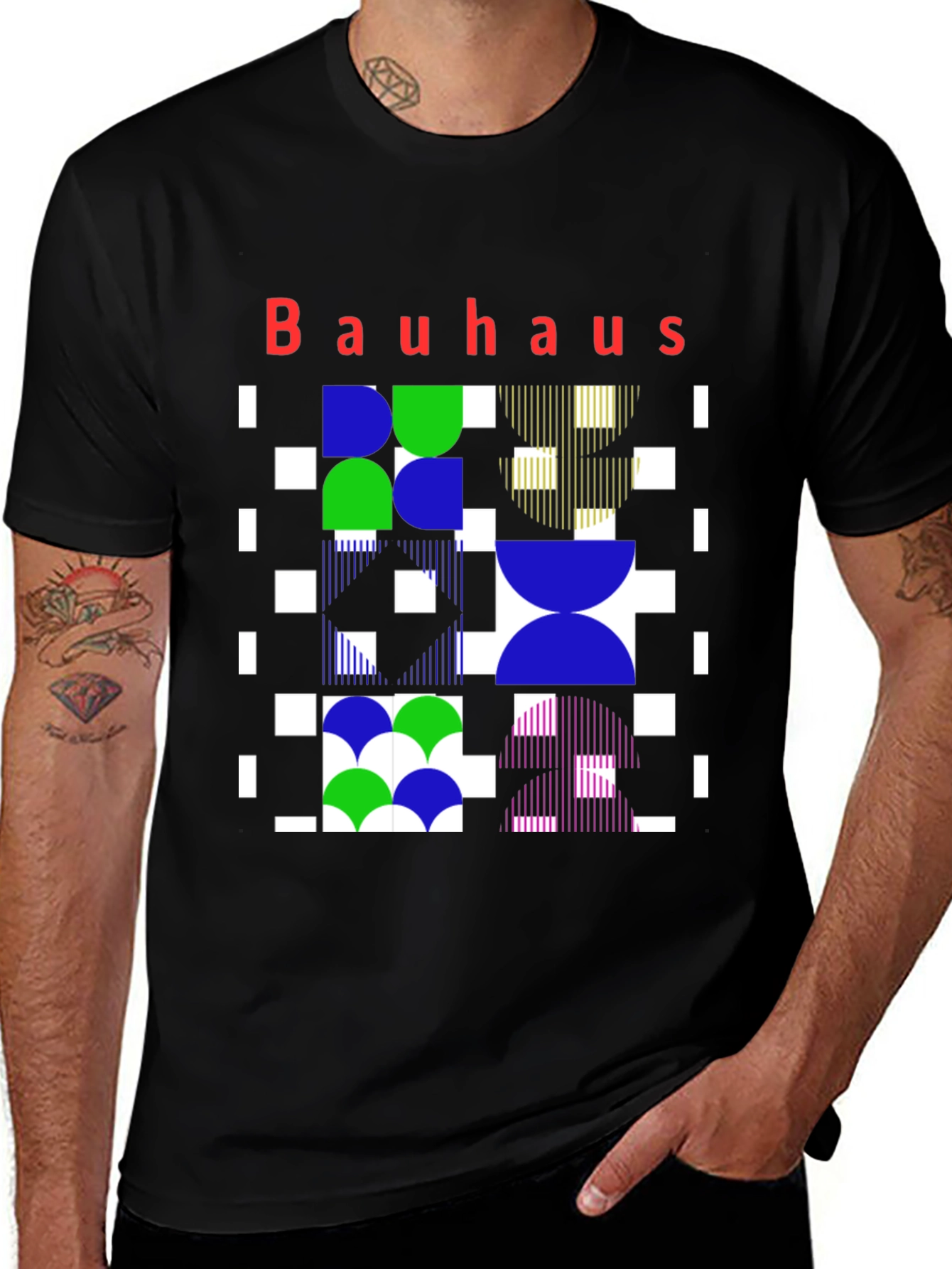 Bauhaus Geometric Print Graphic Tee