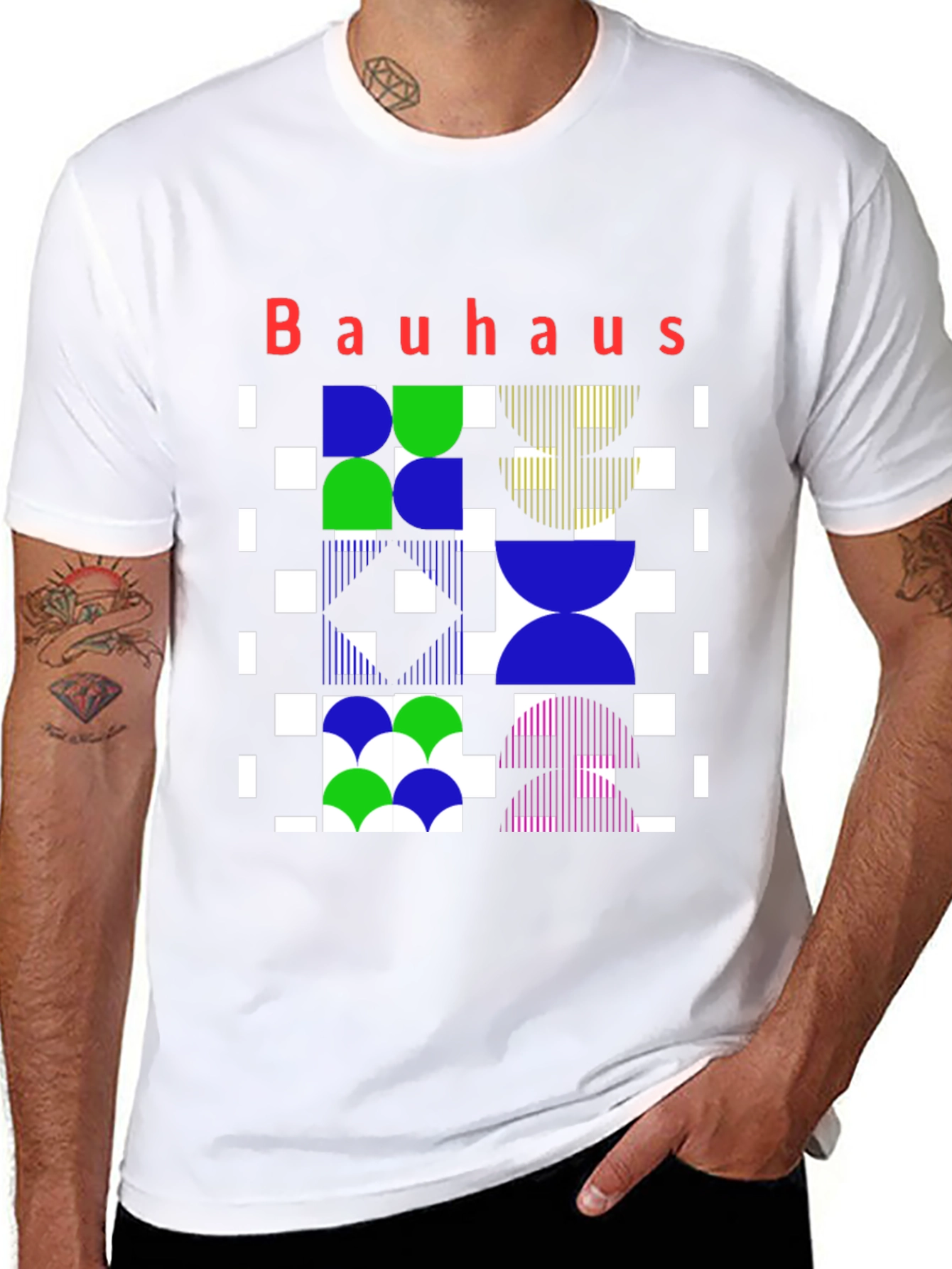 Bauhaus Geometric Print Graphic Tee