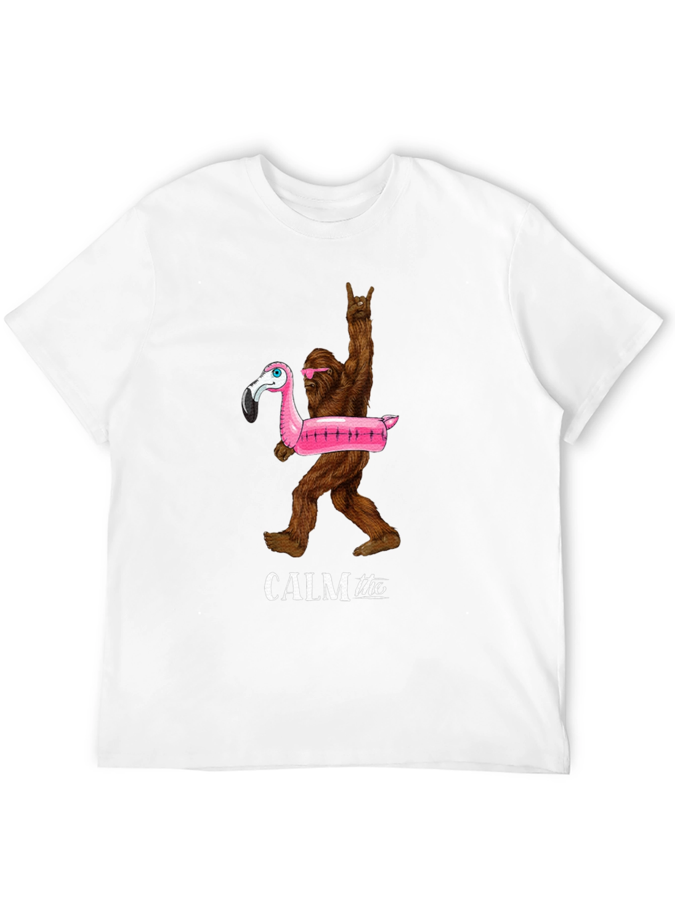 Calm Tho Bigfoot Flamingo T-Shirt