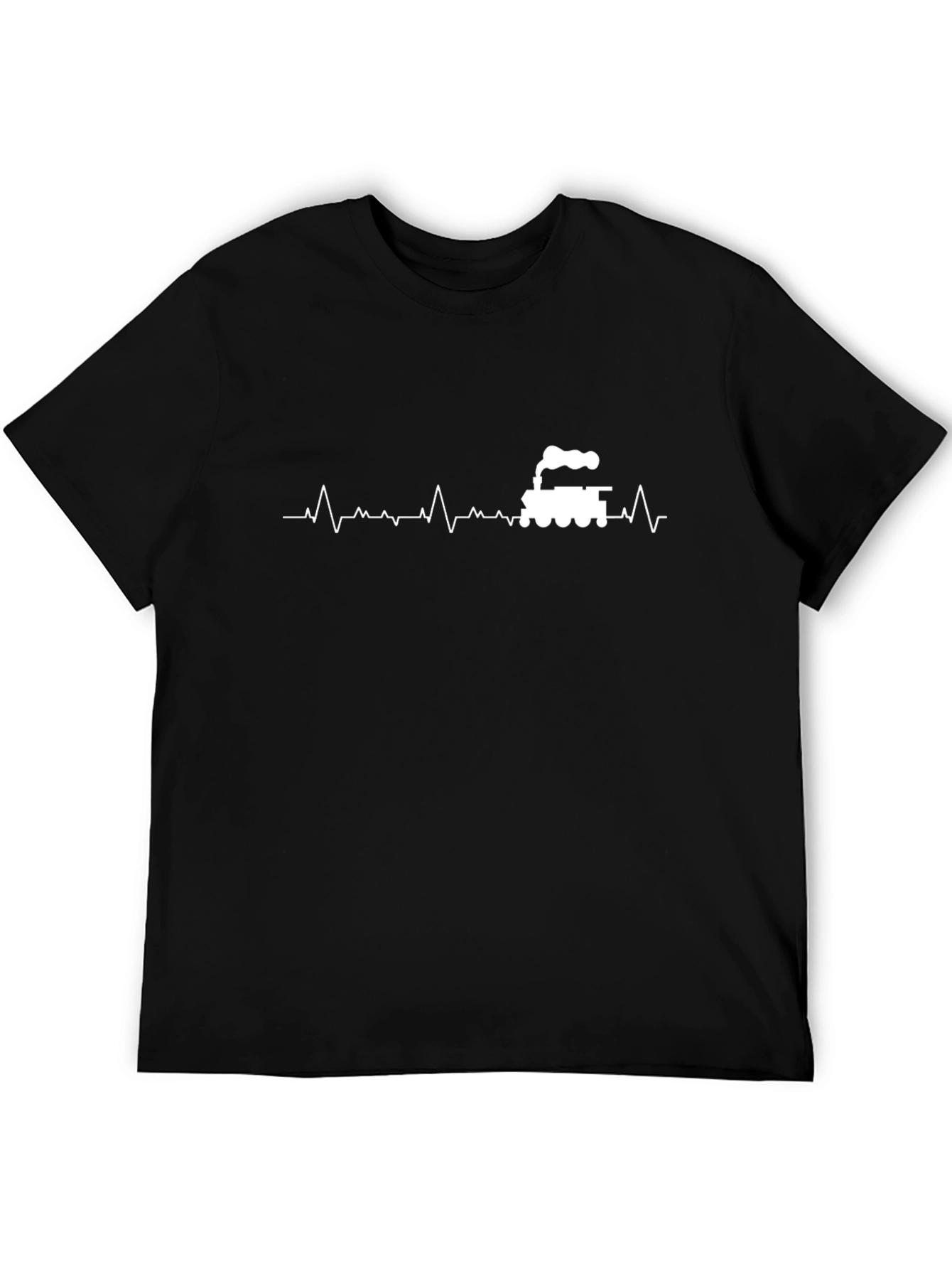 Train Heartbeat Graphic Tee - Black Cotton T-Shirt