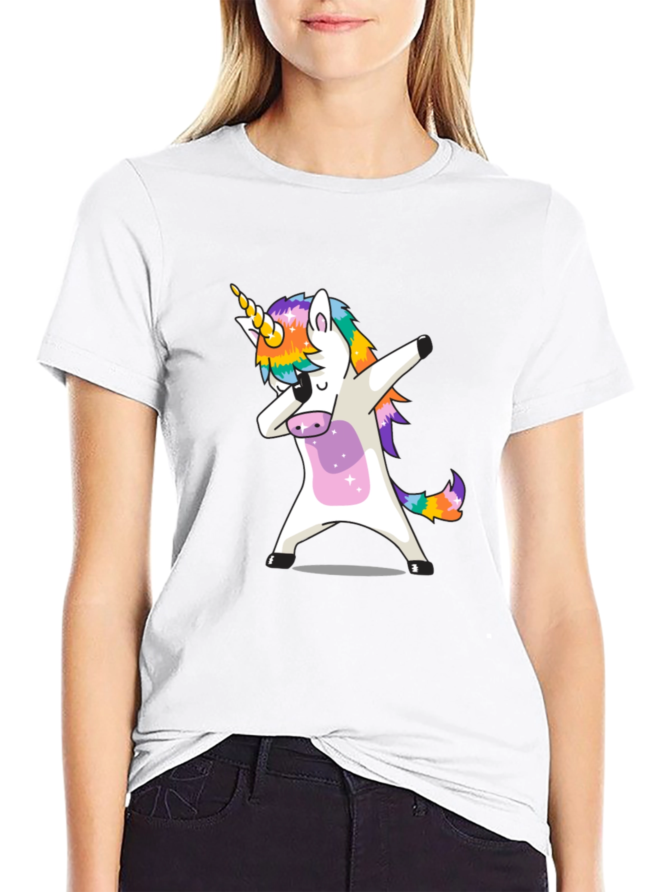 Dabbing Unicorn Graphic Tee - Black
