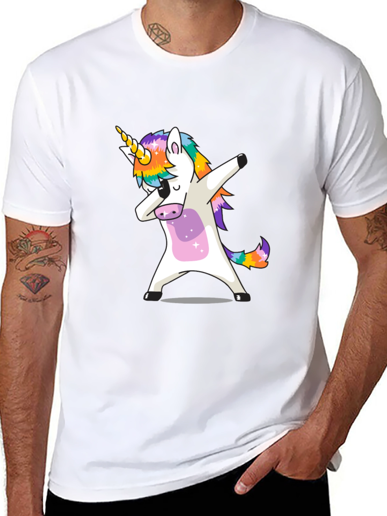Dabbing Unicorn Graphic Tee - Black