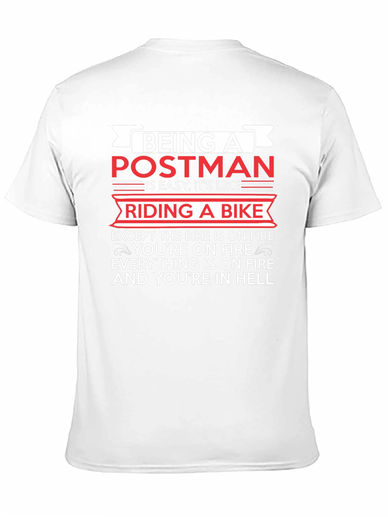 Postman Hell Funny T-Shirt - Bike On Fire