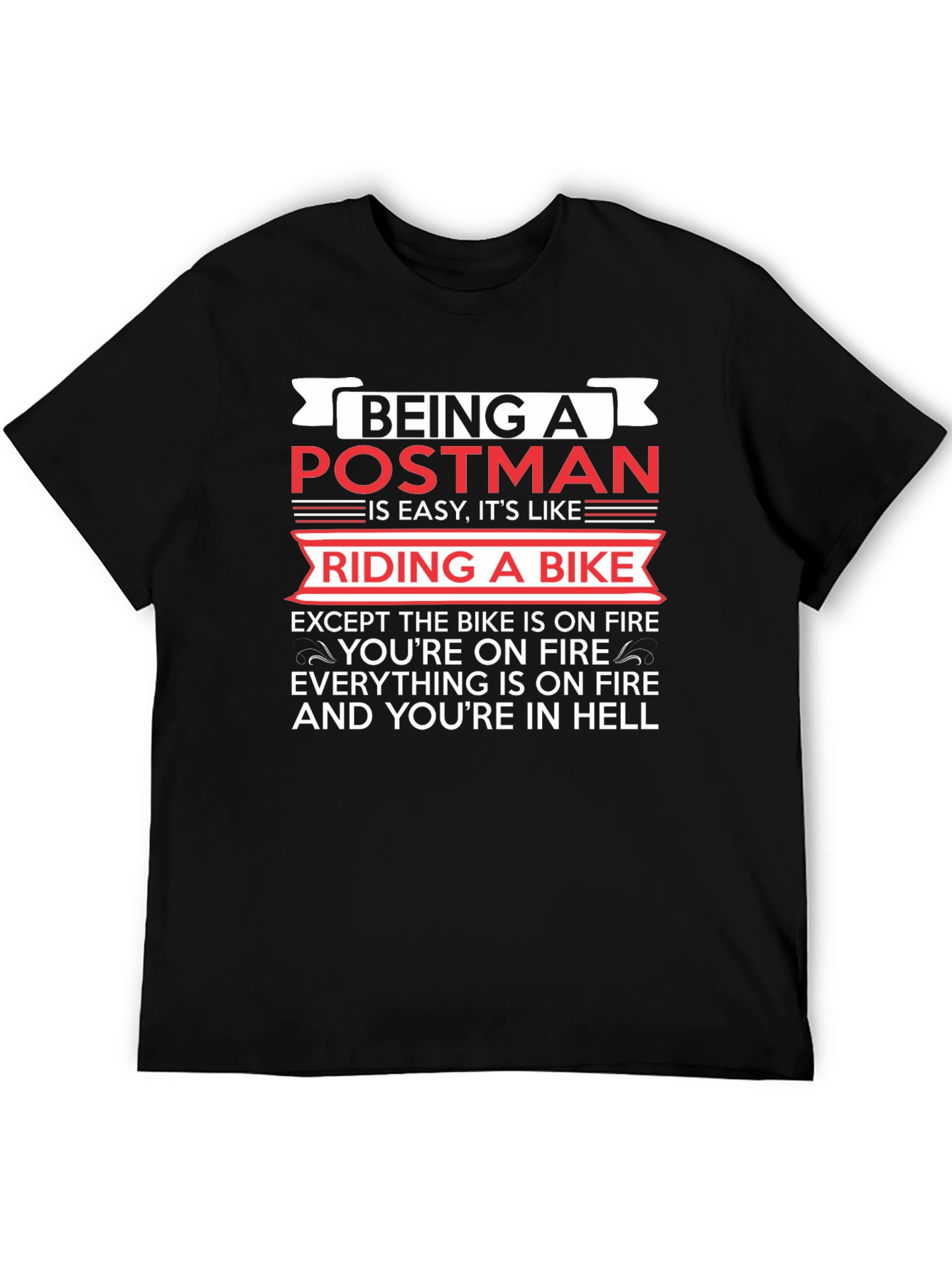 Postman Hell Funny T-Shirt - Bike On Fire