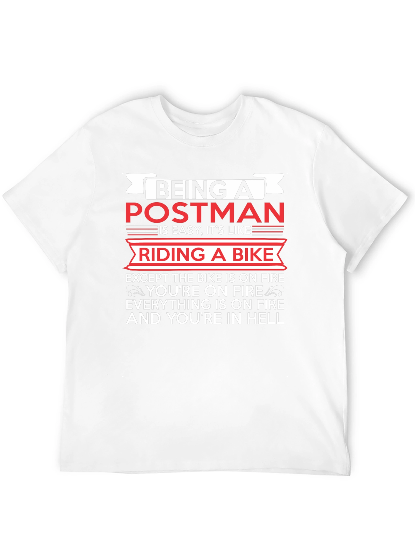 Postman Hell Funny T-Shirt - Bike On Fire