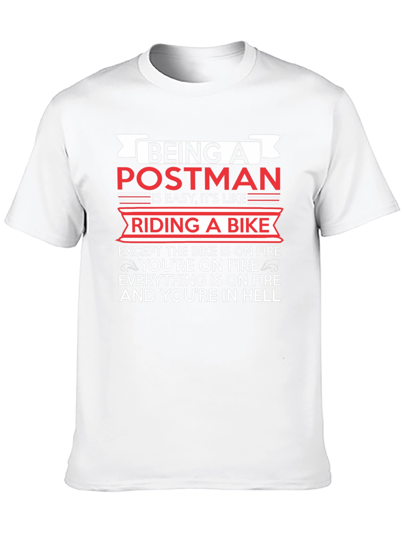 Postman Hell Funny T-Shirt - Bike On Fire