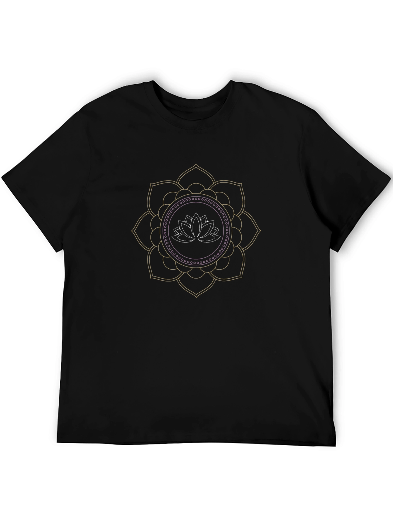 Lotus Mandala Graphic Tee - Black Cotton Blend