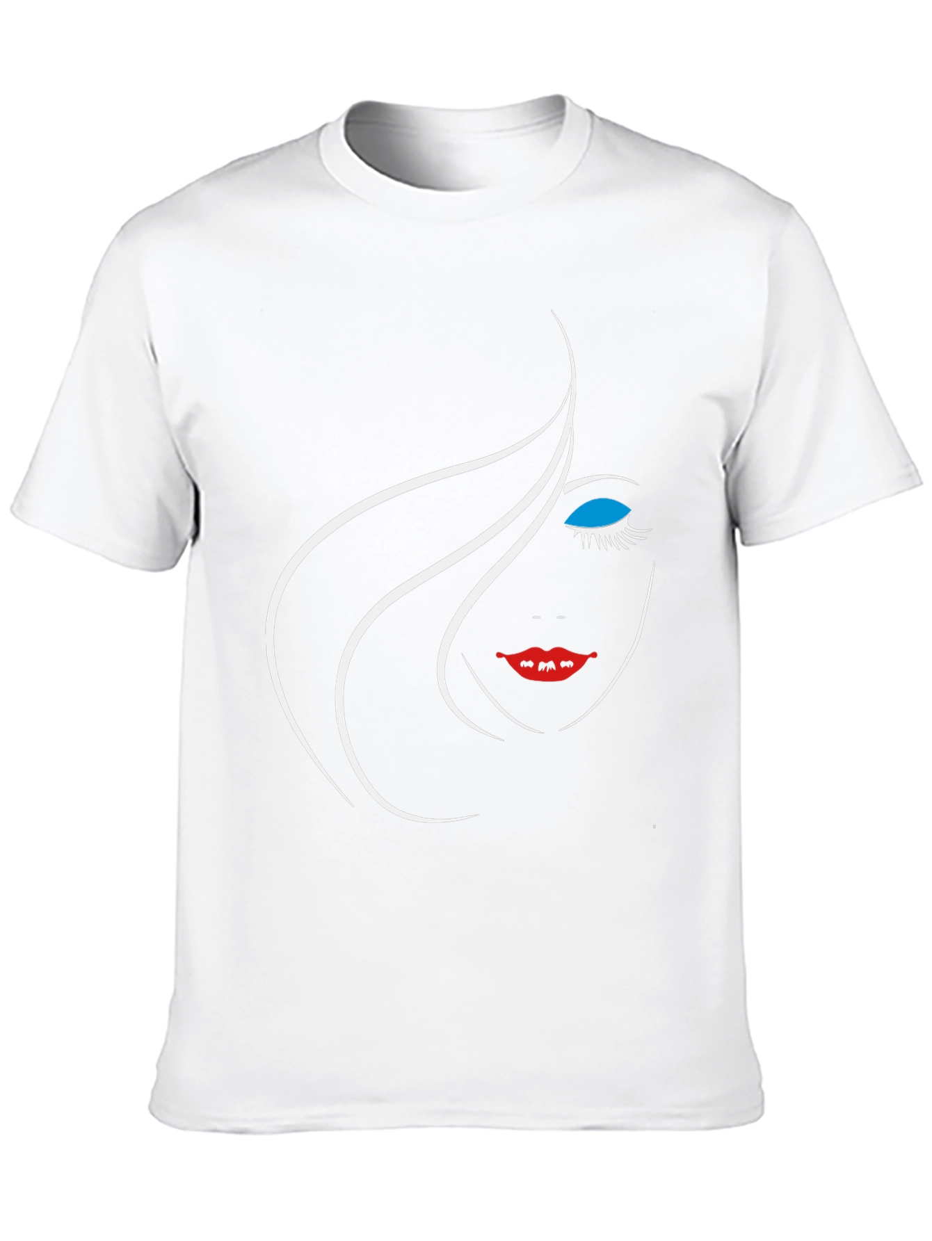 Black Graphic Tee - Minimalist Face Design