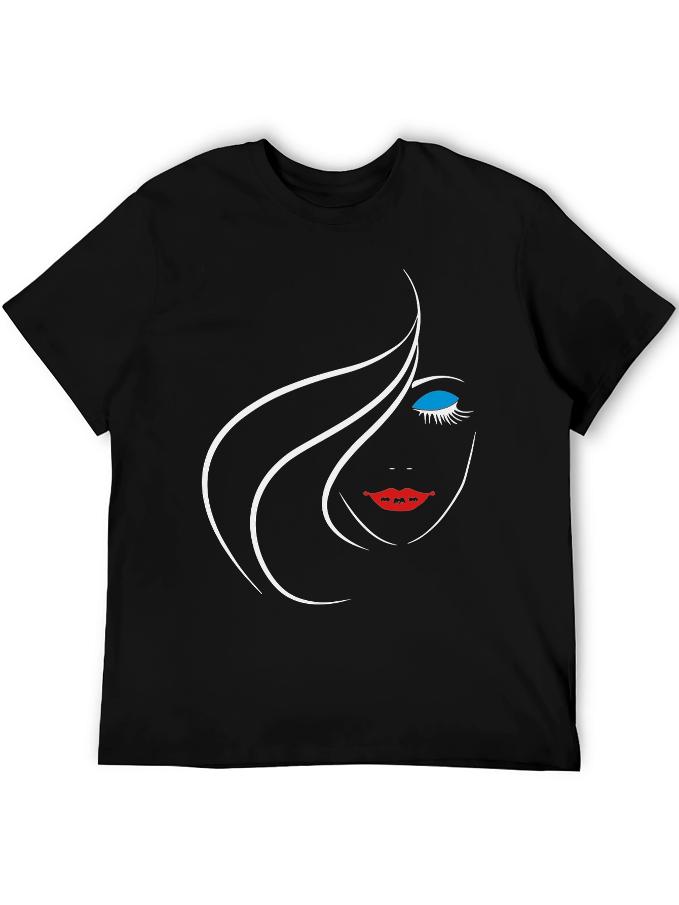 Black Graphic Tee - Minimalist Face Design