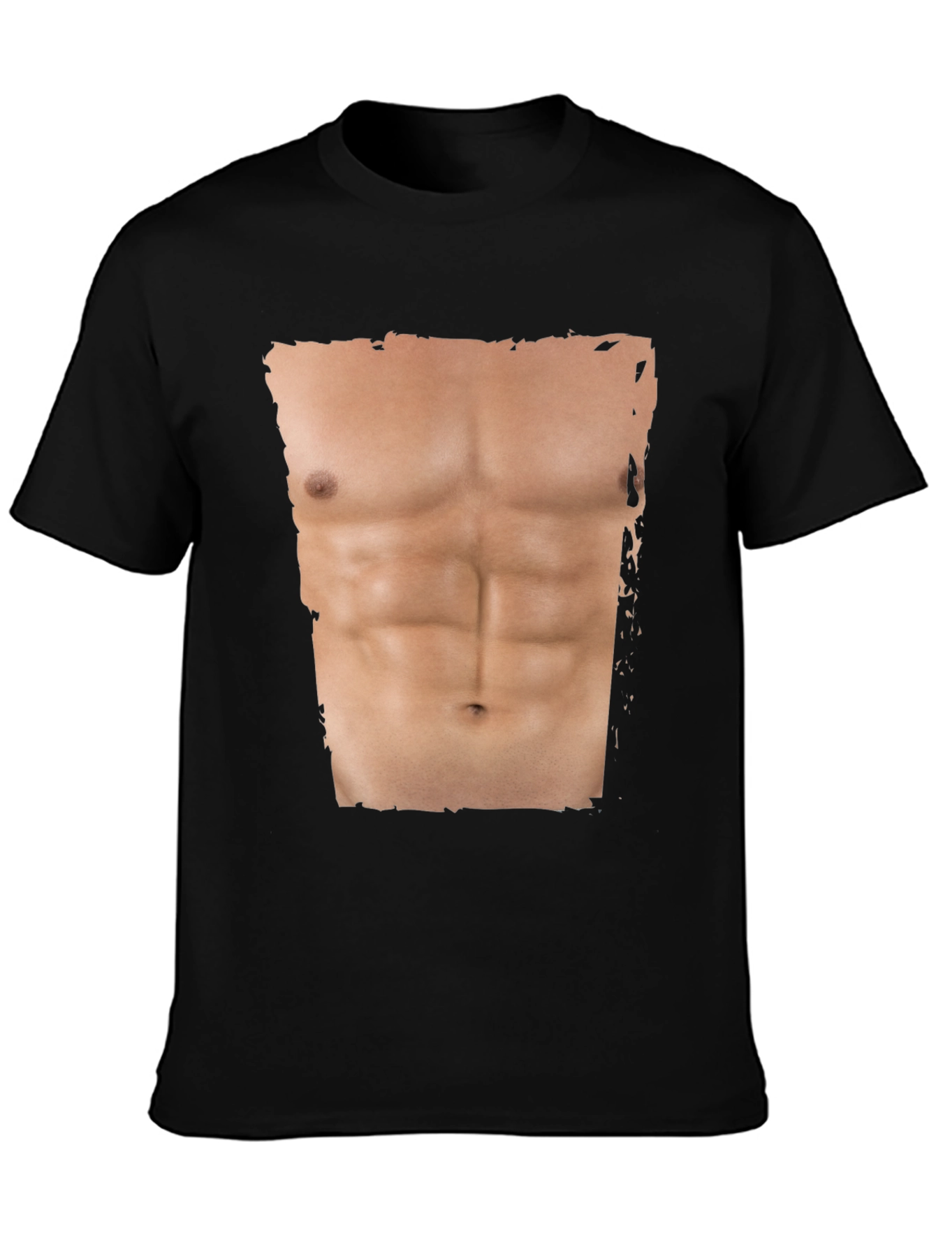 Mens Funny Abs Print T-Shirt - Black