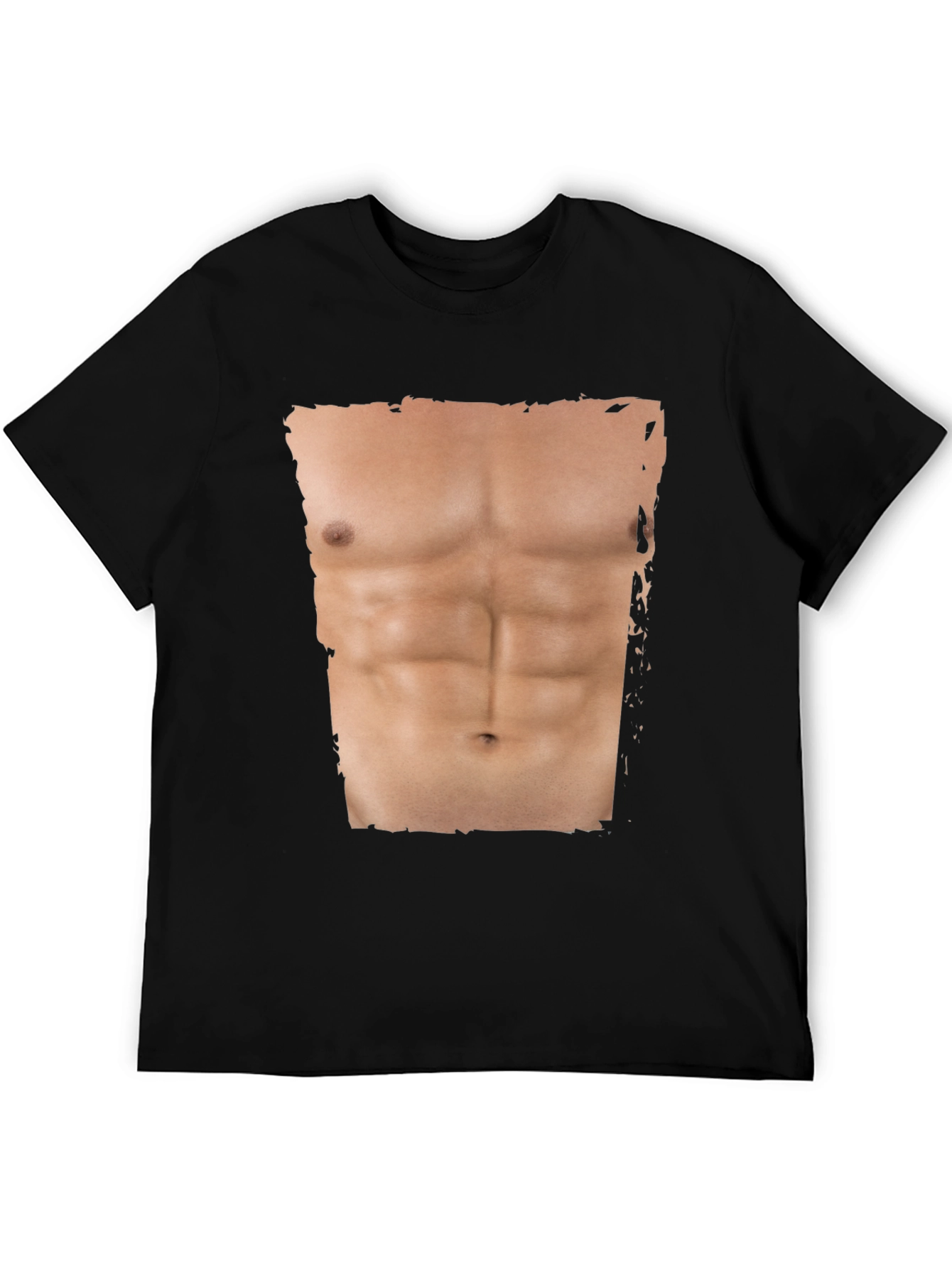 Mens Funny Abs Print T-Shirt - Black