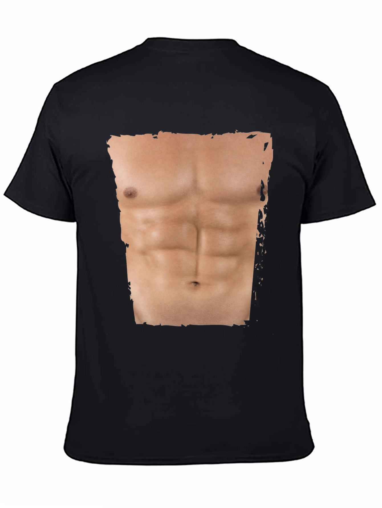 Mens Funny Abs Print T-Shirt - Black