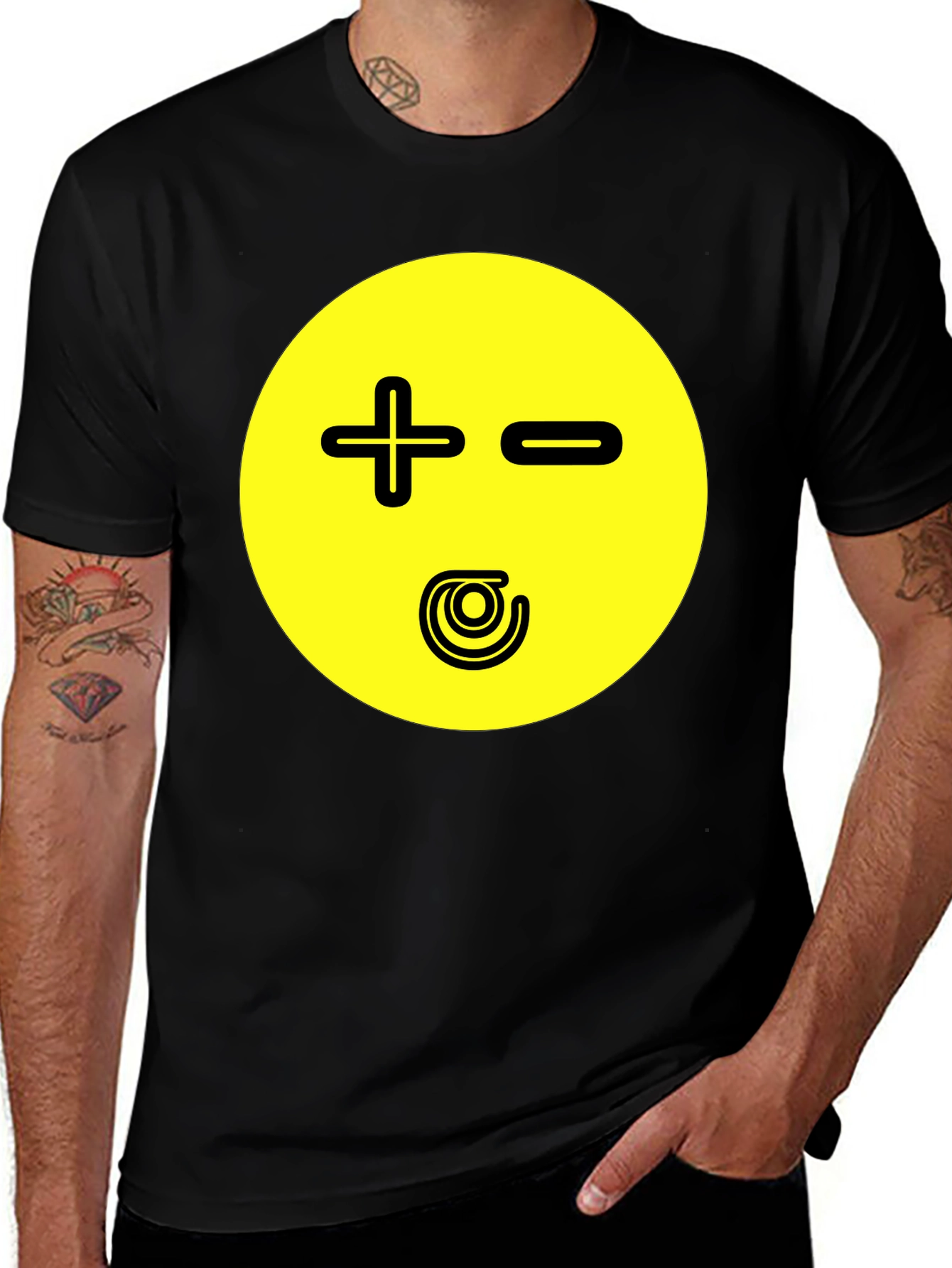 Novelty Graphic Print T-Shirt - Plus Minus Design