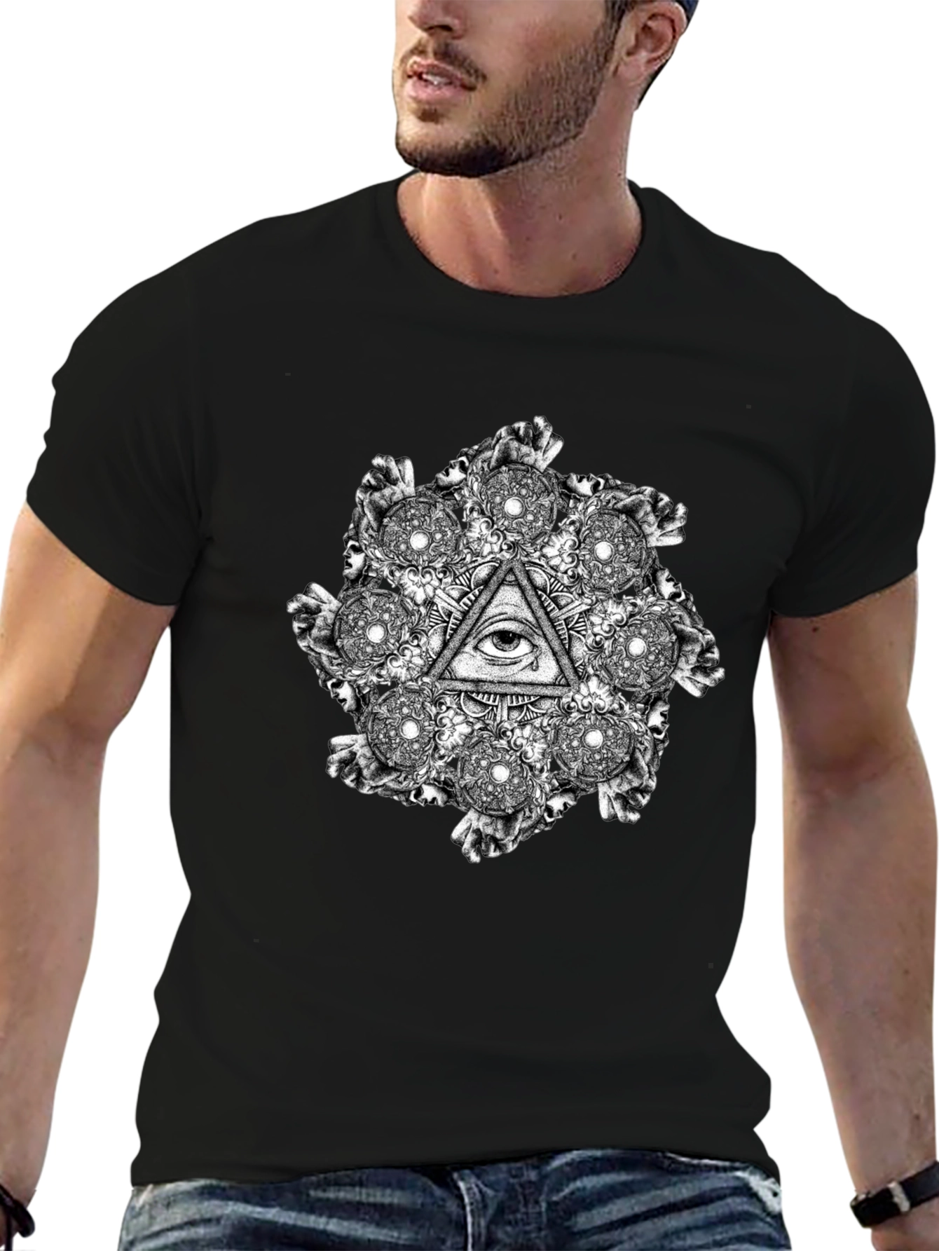 Illuminati Eye T-Shirt - Graphic Print Black Tee