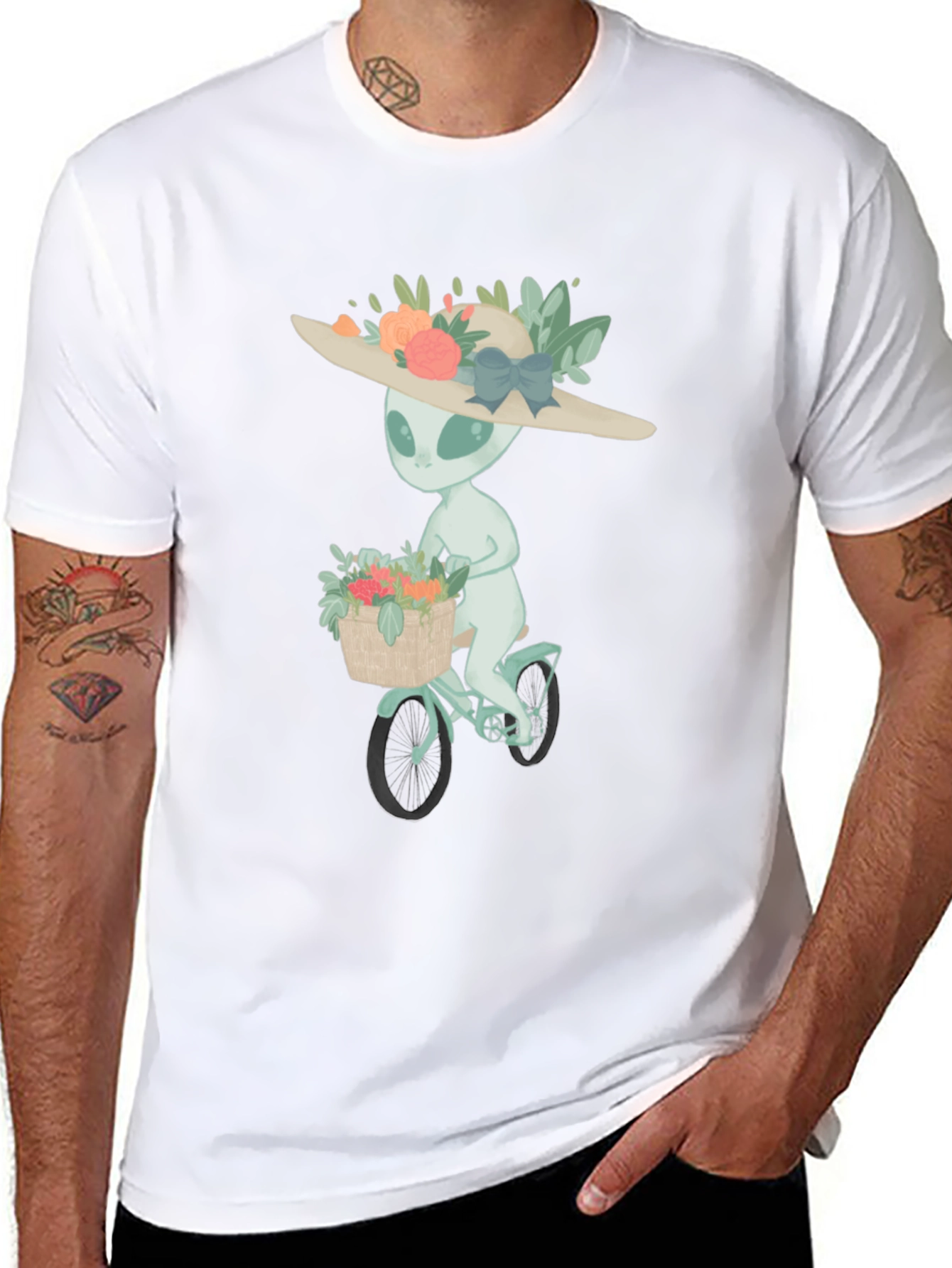 Alien on Bike T-Shirt - Unique Graphic Tee