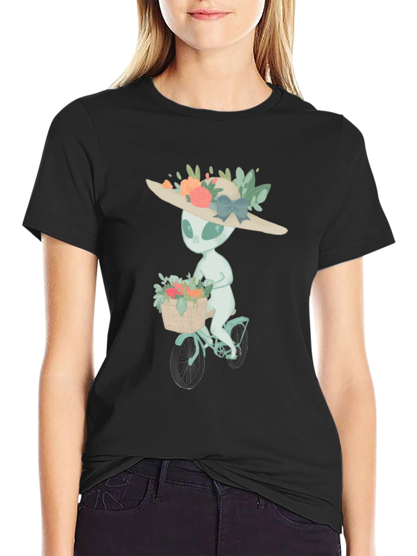 Alien on Bike T-Shirt - Unique Graphic Tee