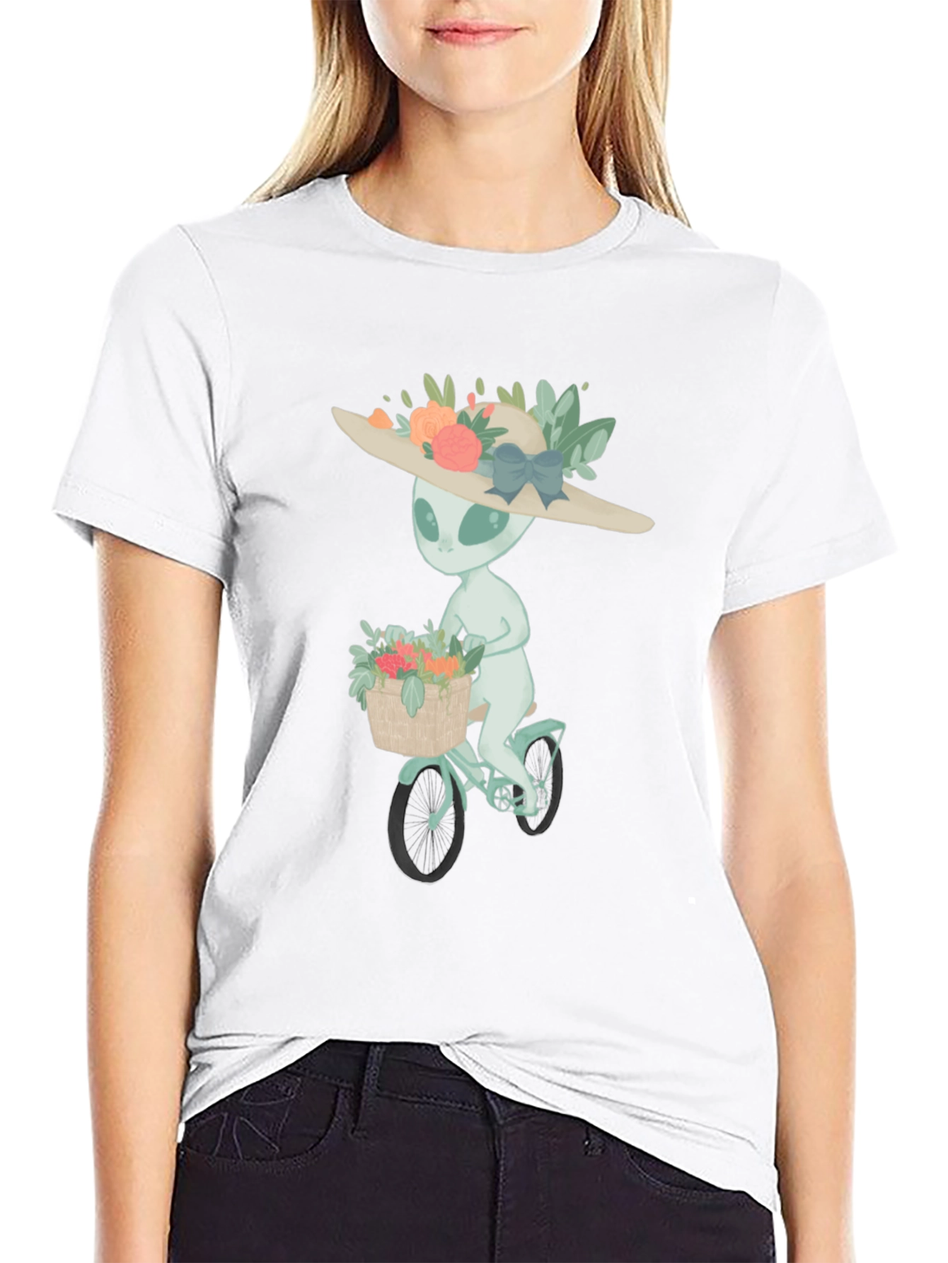Alien on Bike T-Shirt - Unique Graphic Tee