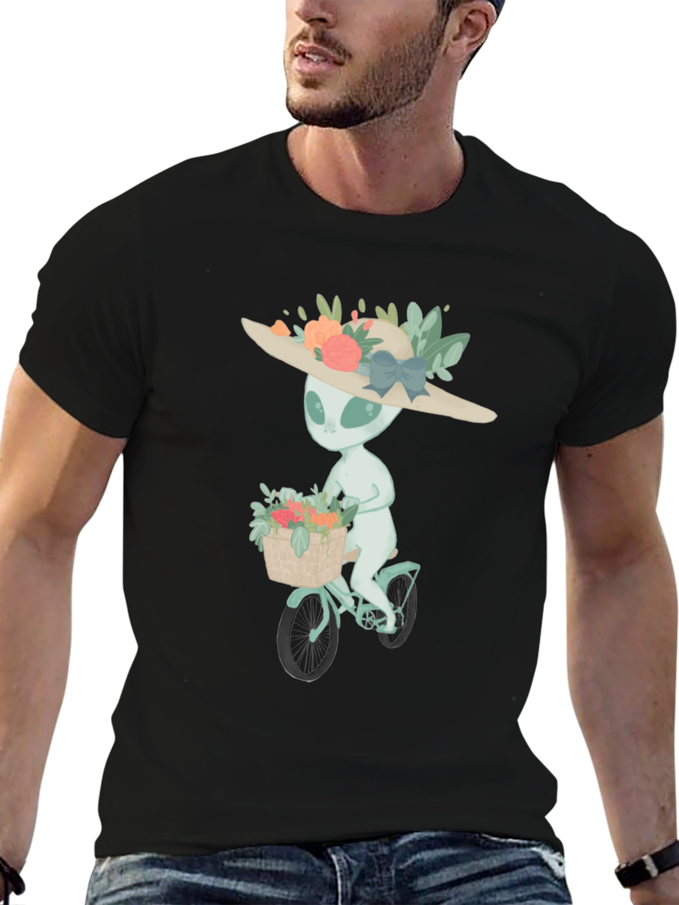 Alien on Bike T-Shirt - Unique Graphic Tee