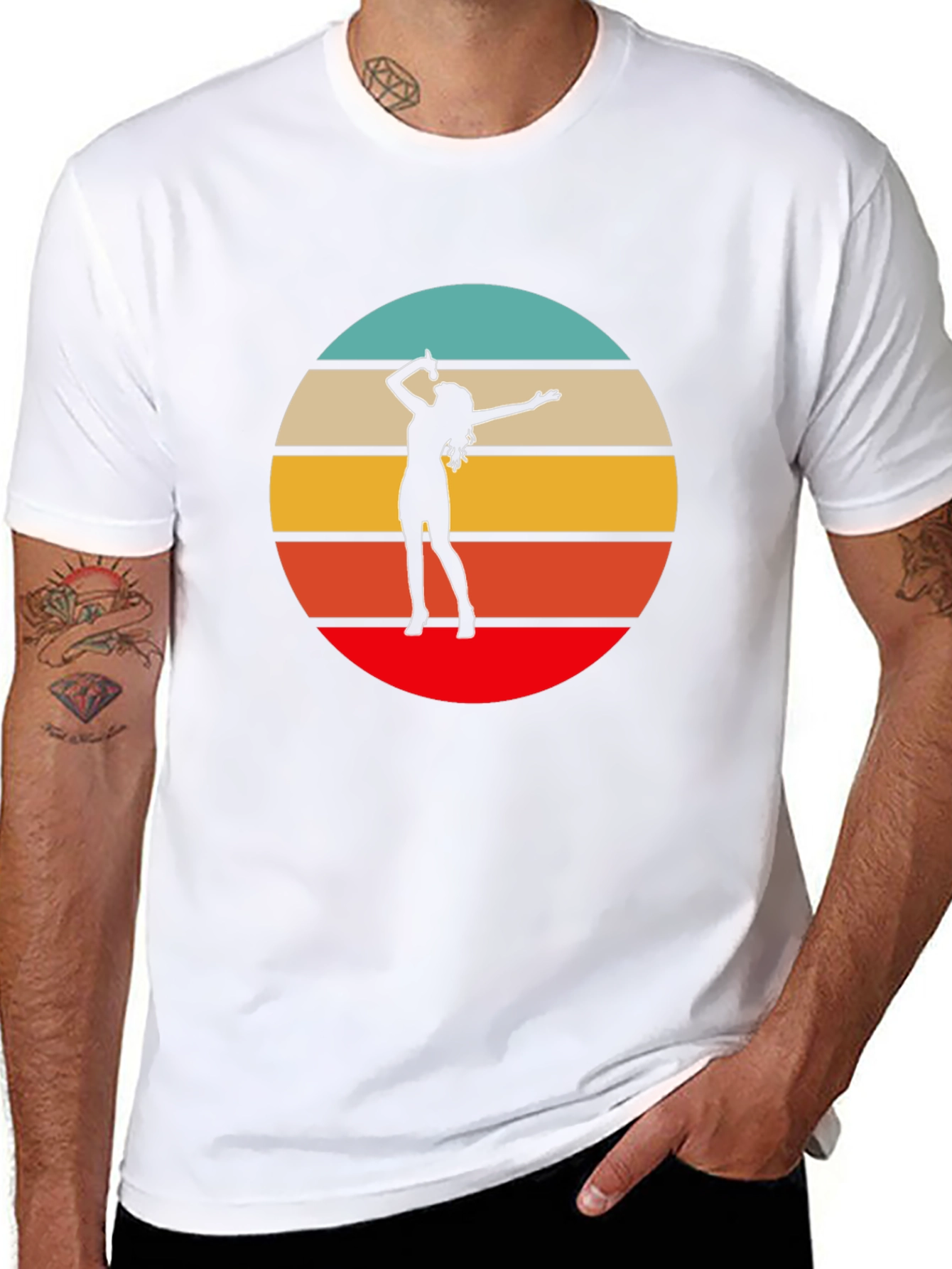 Retro Sunset Singer Graphic Tee - Black