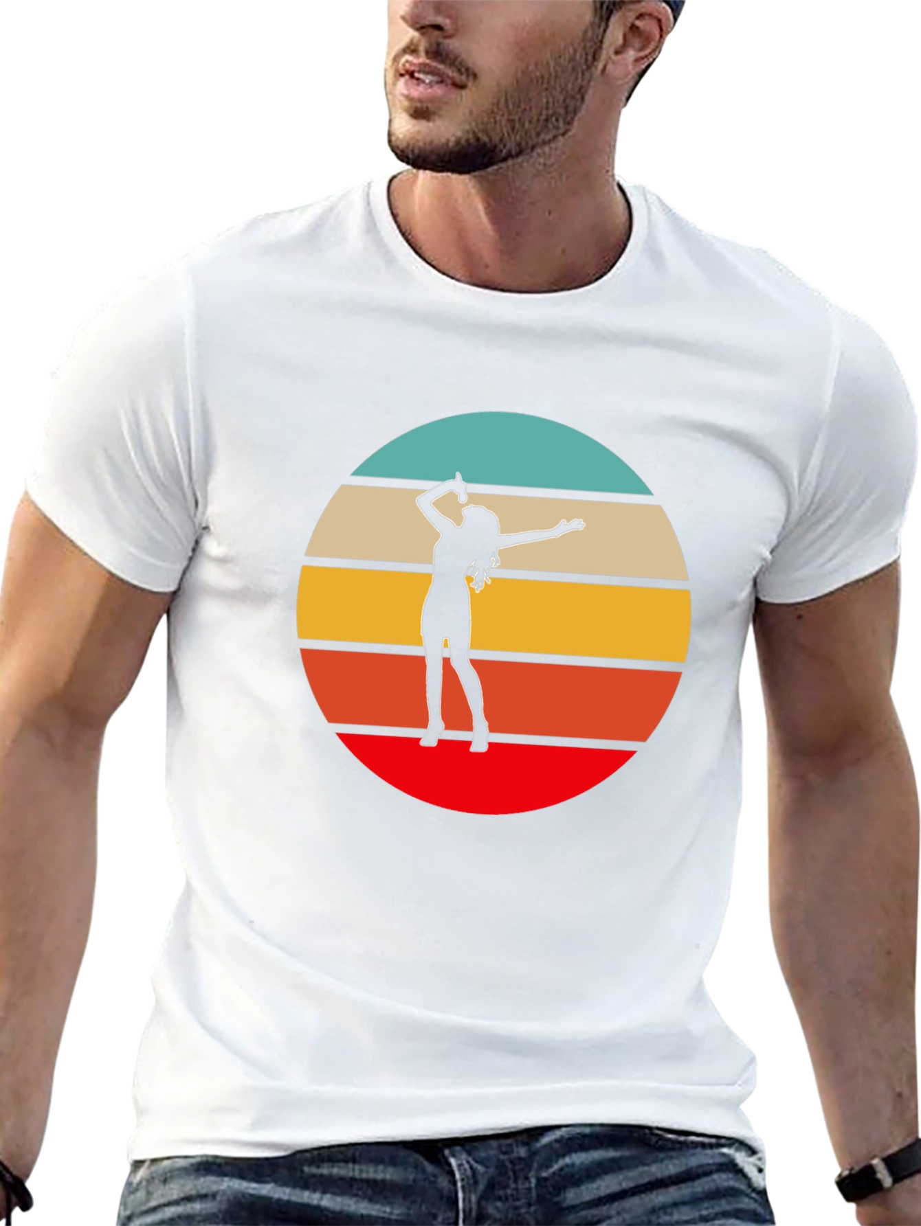 Retro Sunset Singer Graphic Tee - Black