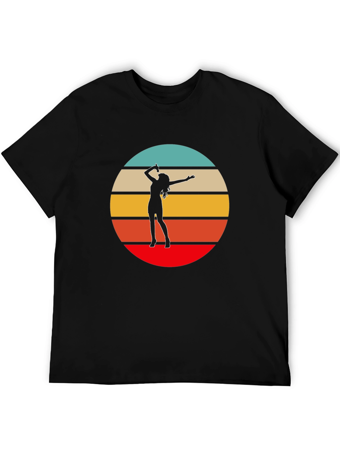 Retro Sunset Singer Graphic Tee - Black