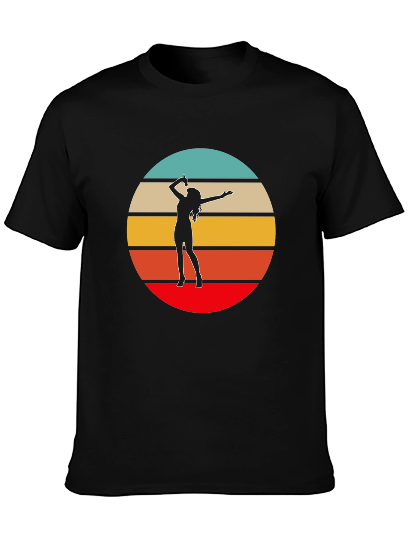 Retro Sunset Singer Graphic Tee - Black