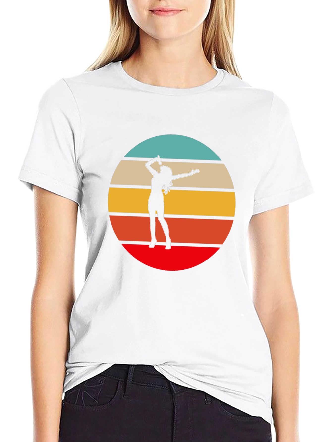 Retro Sunset Singer Graphic Tee - Black