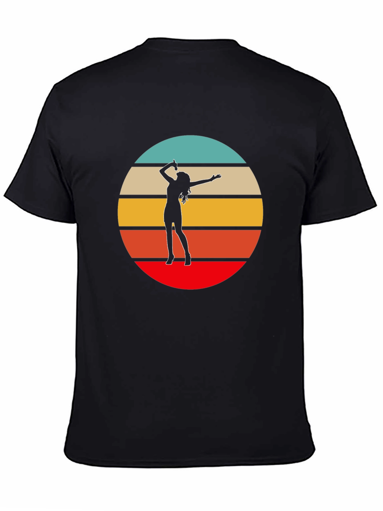 Retro Sunset Singer Graphic Tee - Black