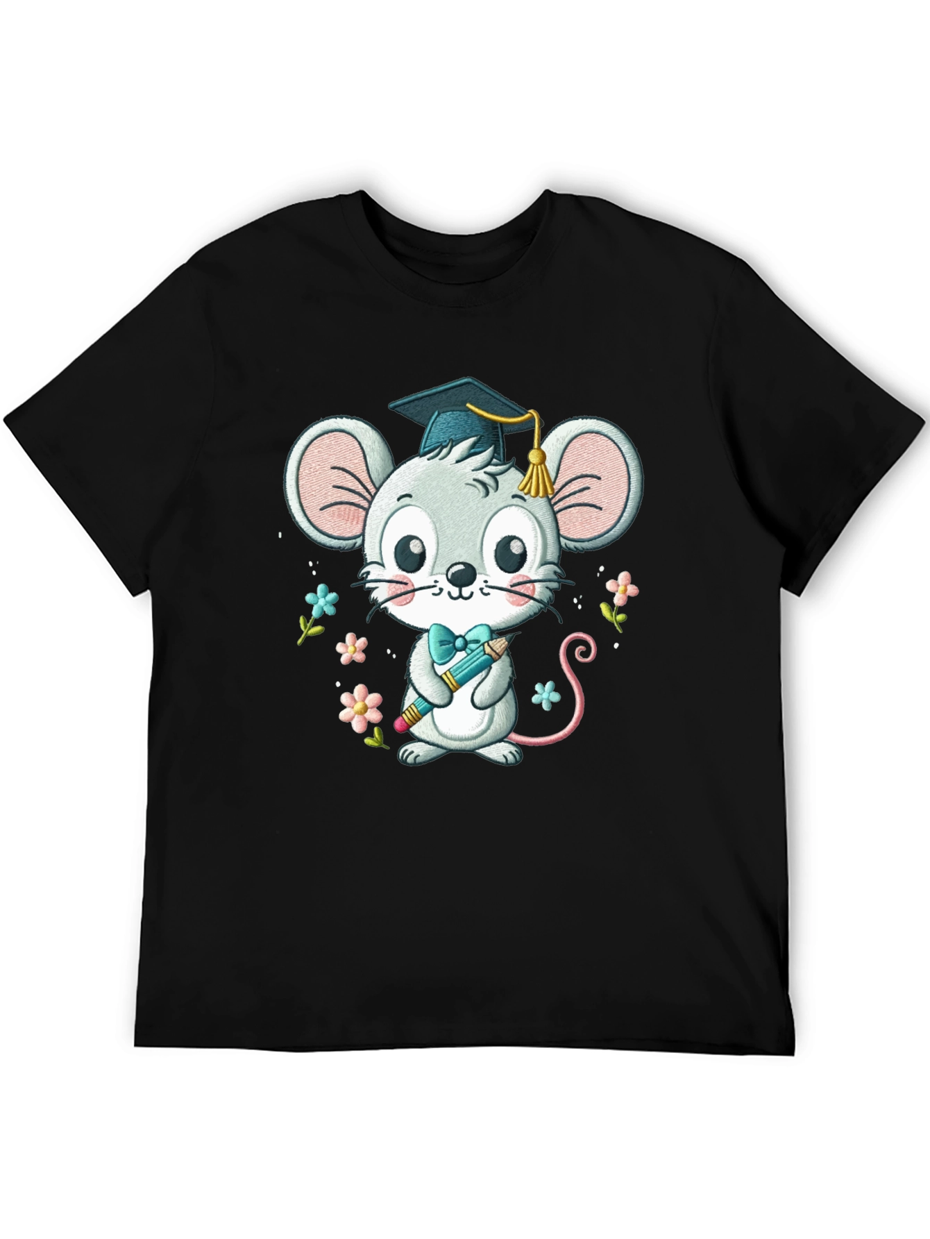 Graduation Mouse T-Shirt Cute Cartoon Animal Tee