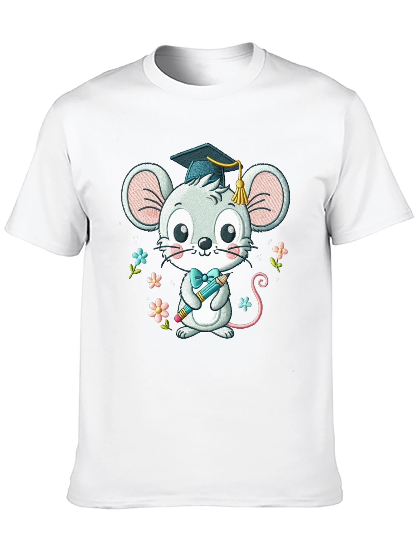 Graduation Mouse T-Shirt Cute Cartoon Animal Tee