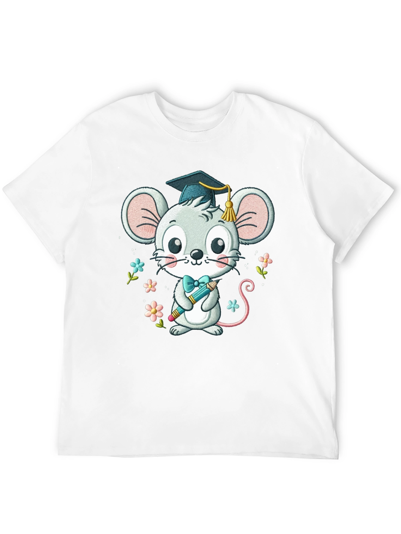 Graduation Mouse T-Shirt Cute Cartoon Animal Tee
