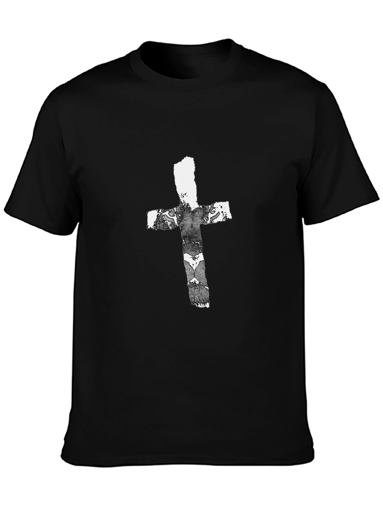 Grunge Cross Graphic Black T-Shirt