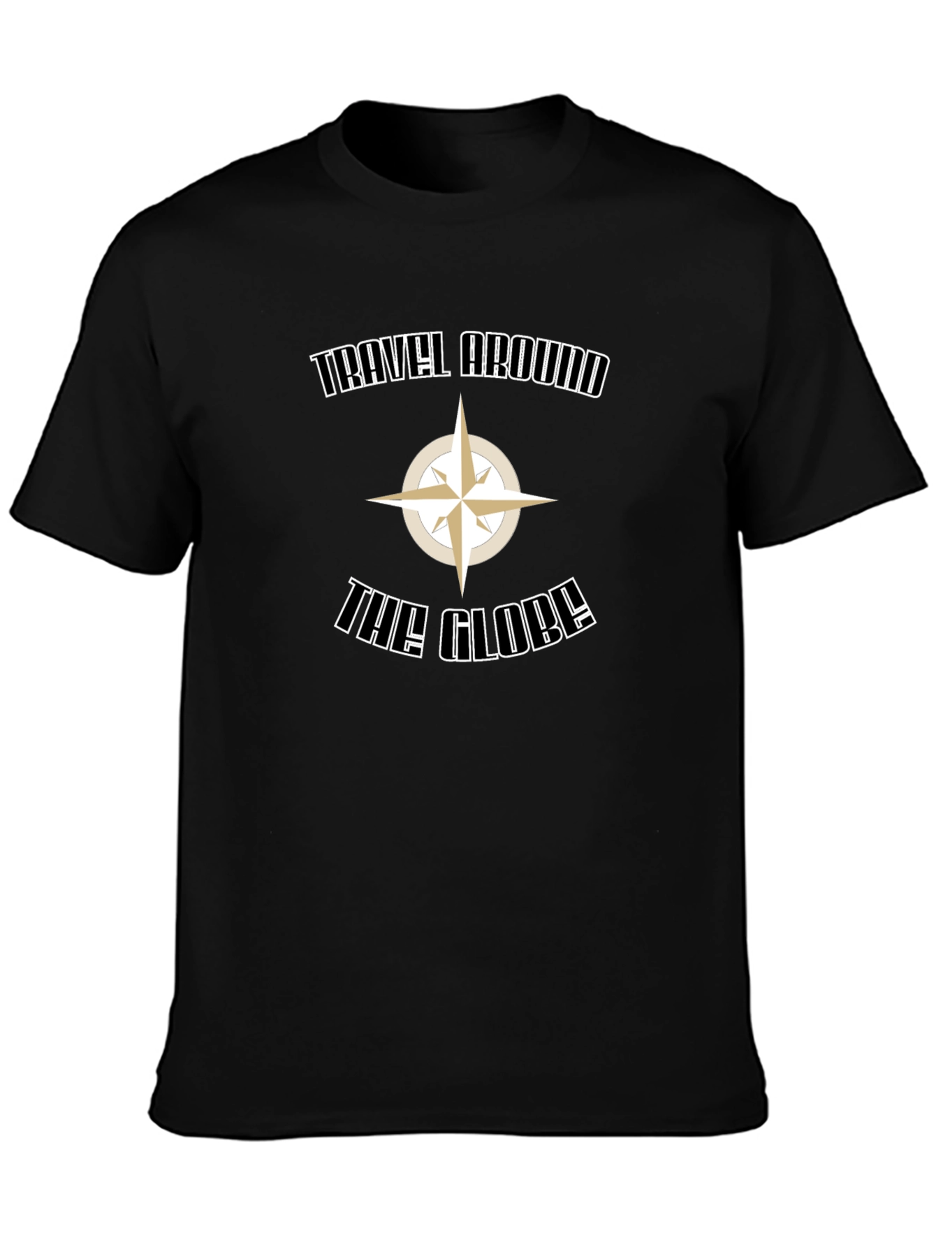 Travel Around the Globe Black Graphic Tee