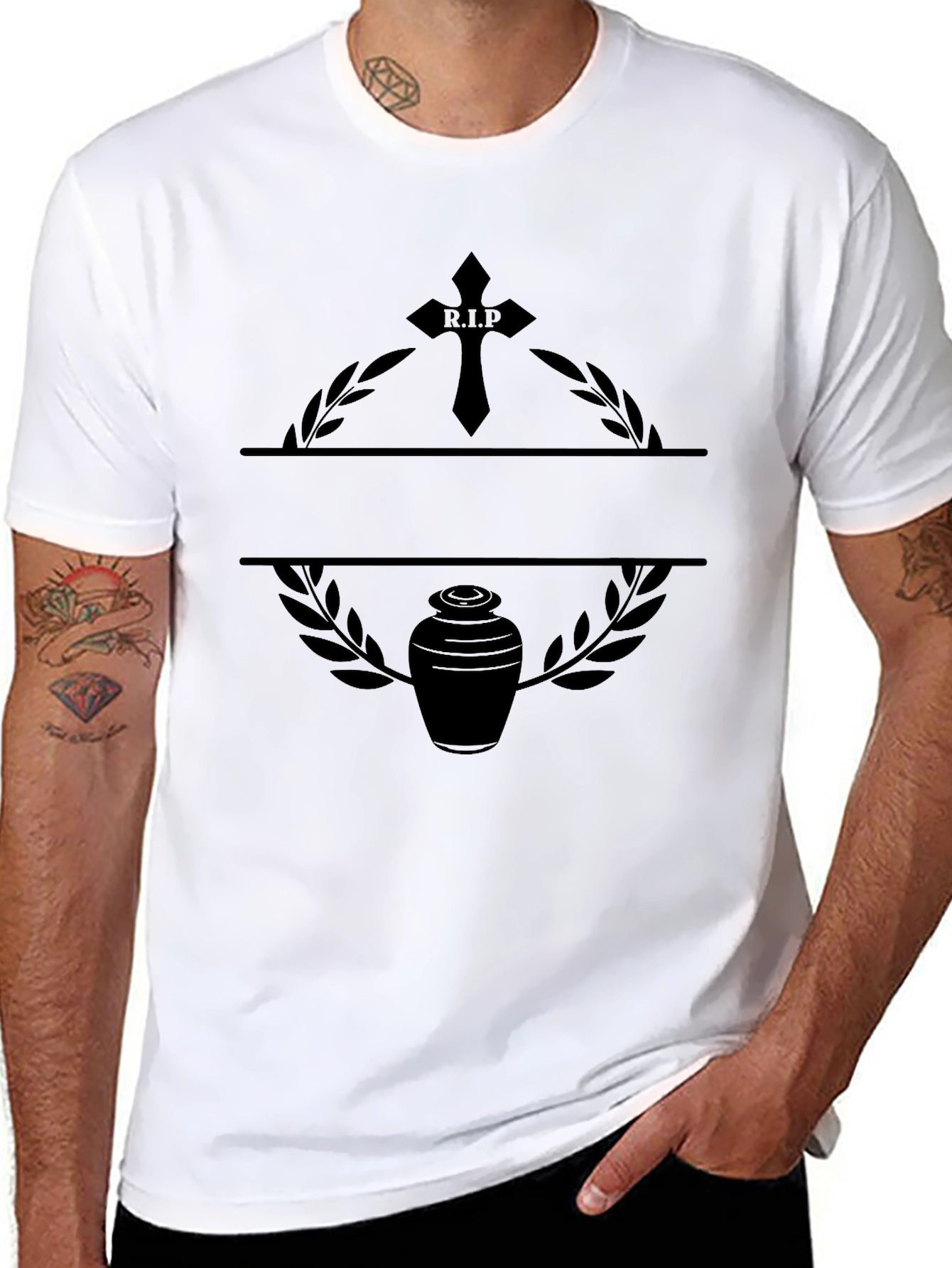RIP Cross & Urn Graphic Tee - Black