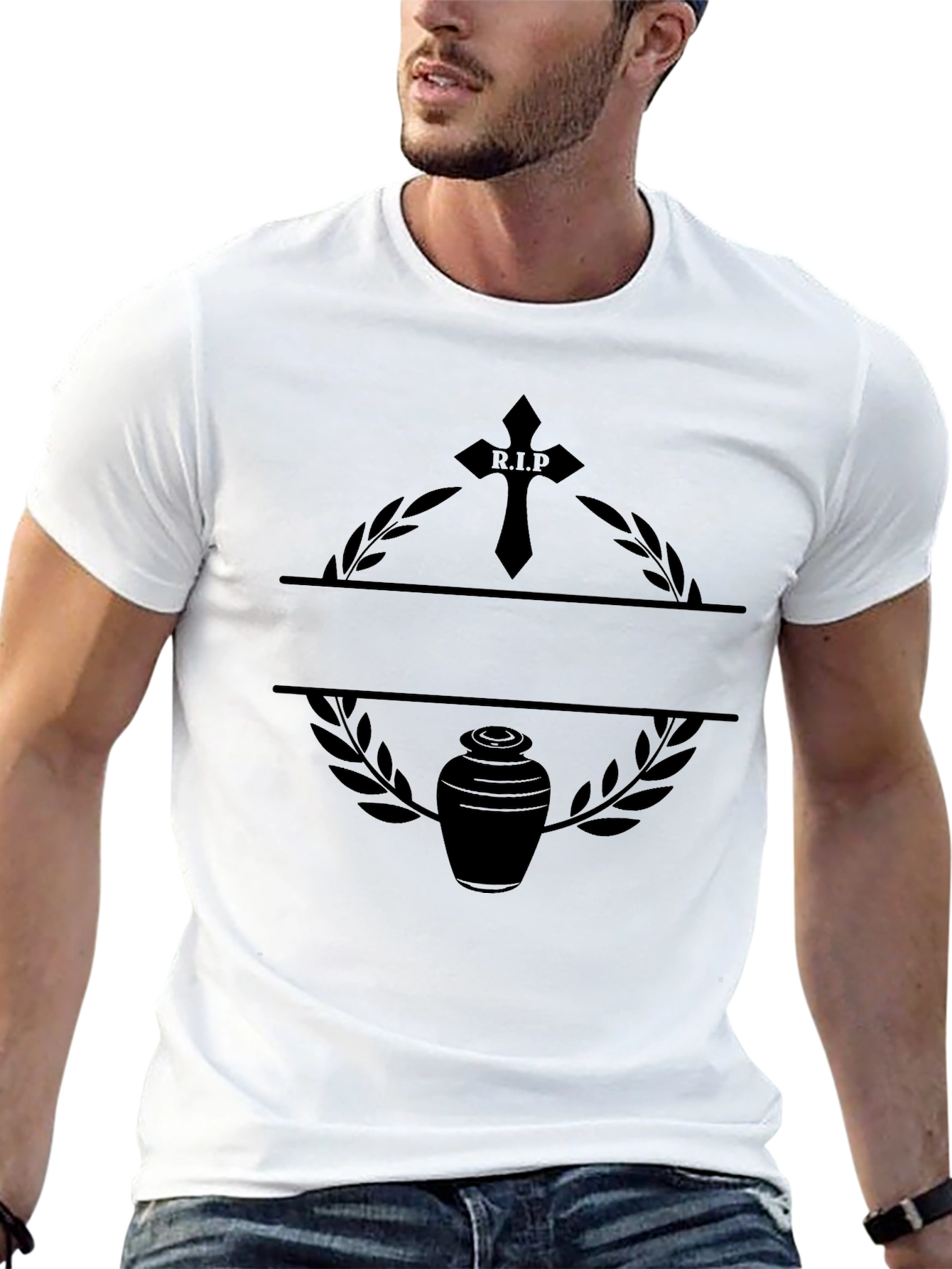 RIP Cross & Urn Graphic Tee - Black
