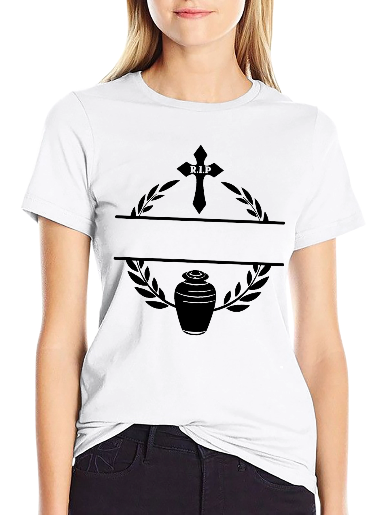 RIP Cross & Urn Graphic Tee - Black