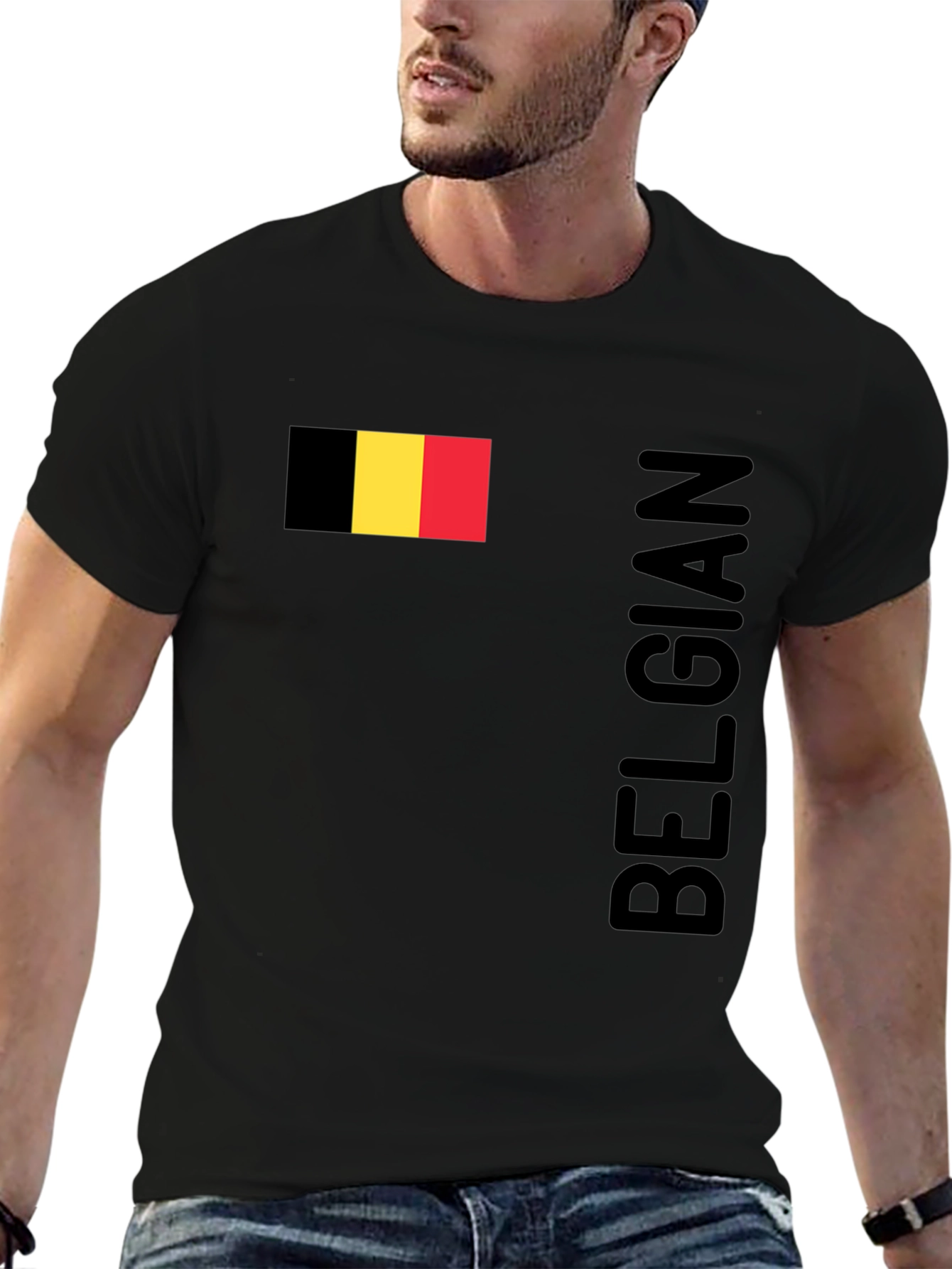 Belgian Flag T-Shirt - Black Patriotic Pride