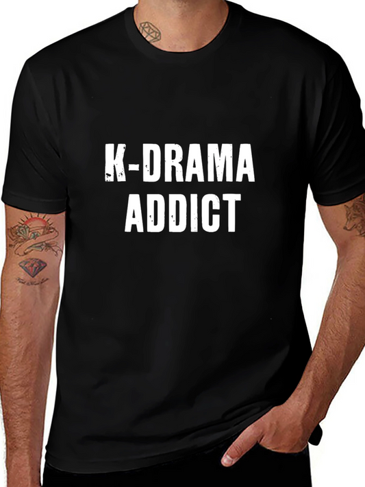 K-Drama Addict Graphic Tee - Trendy & Comfy Black T-Shirt
